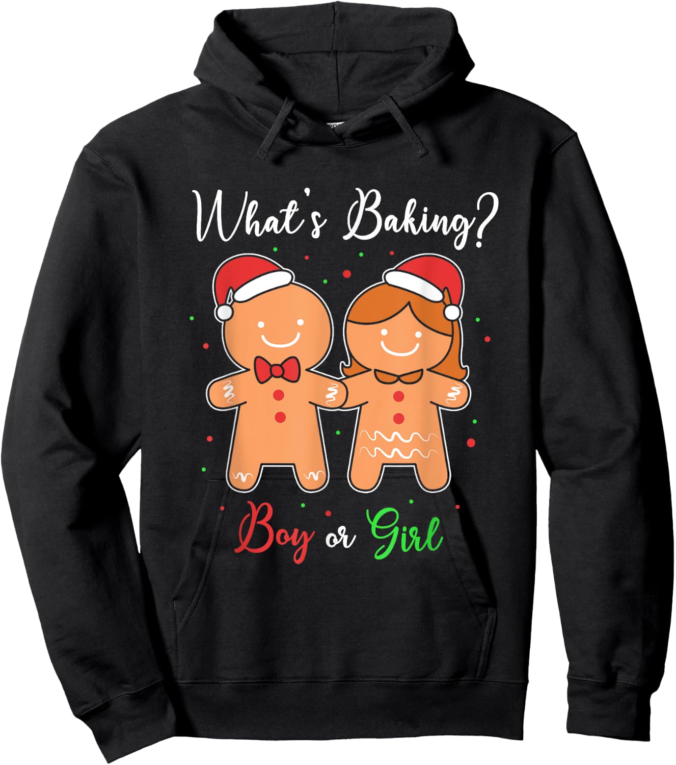 Whats Baking Boy Or Girl Xmas Gingerbread Gender Reveal Hoodie - Hoodie | Black