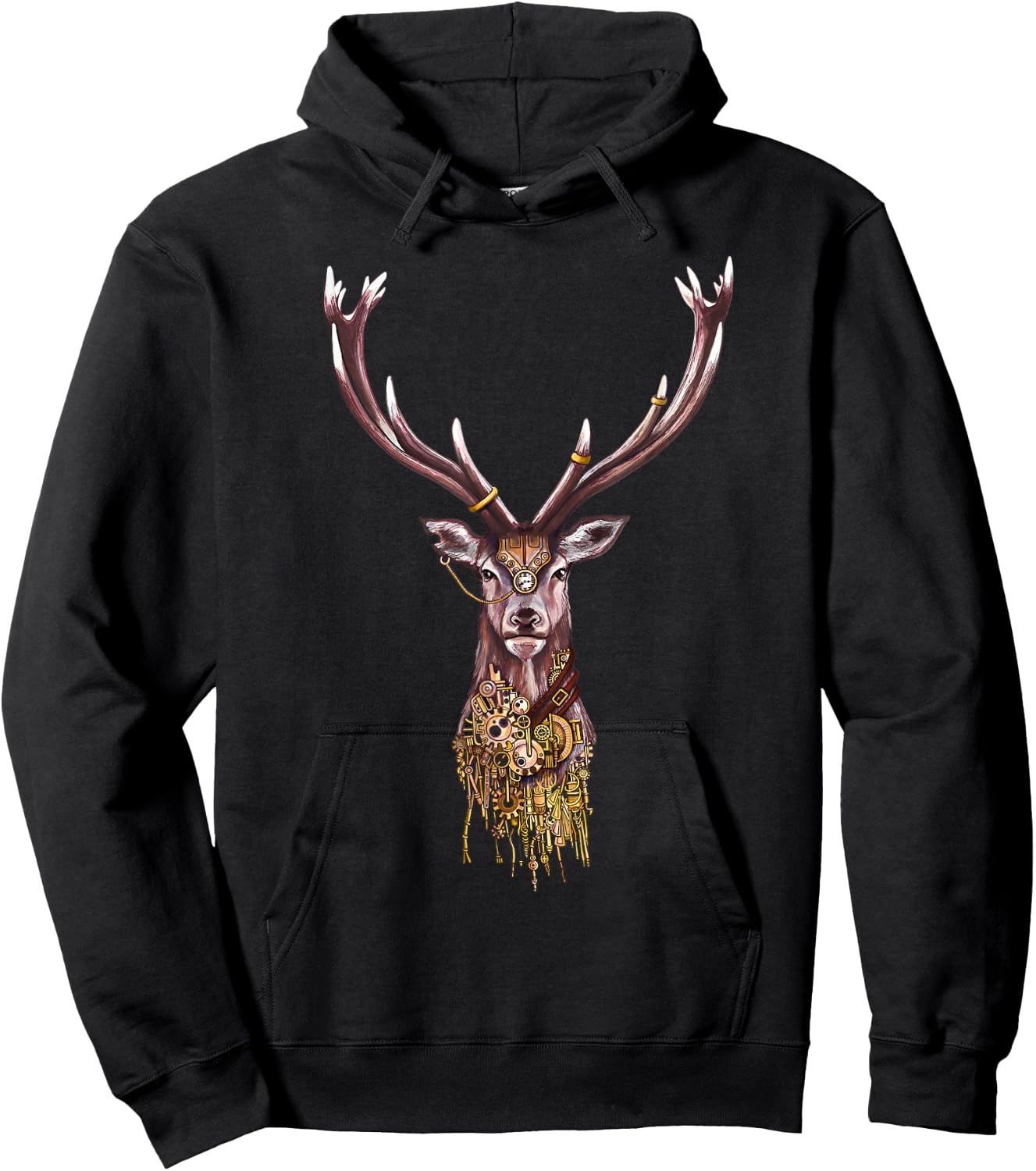 Steampunk Stag Head Hoodie - Hoodie | Black