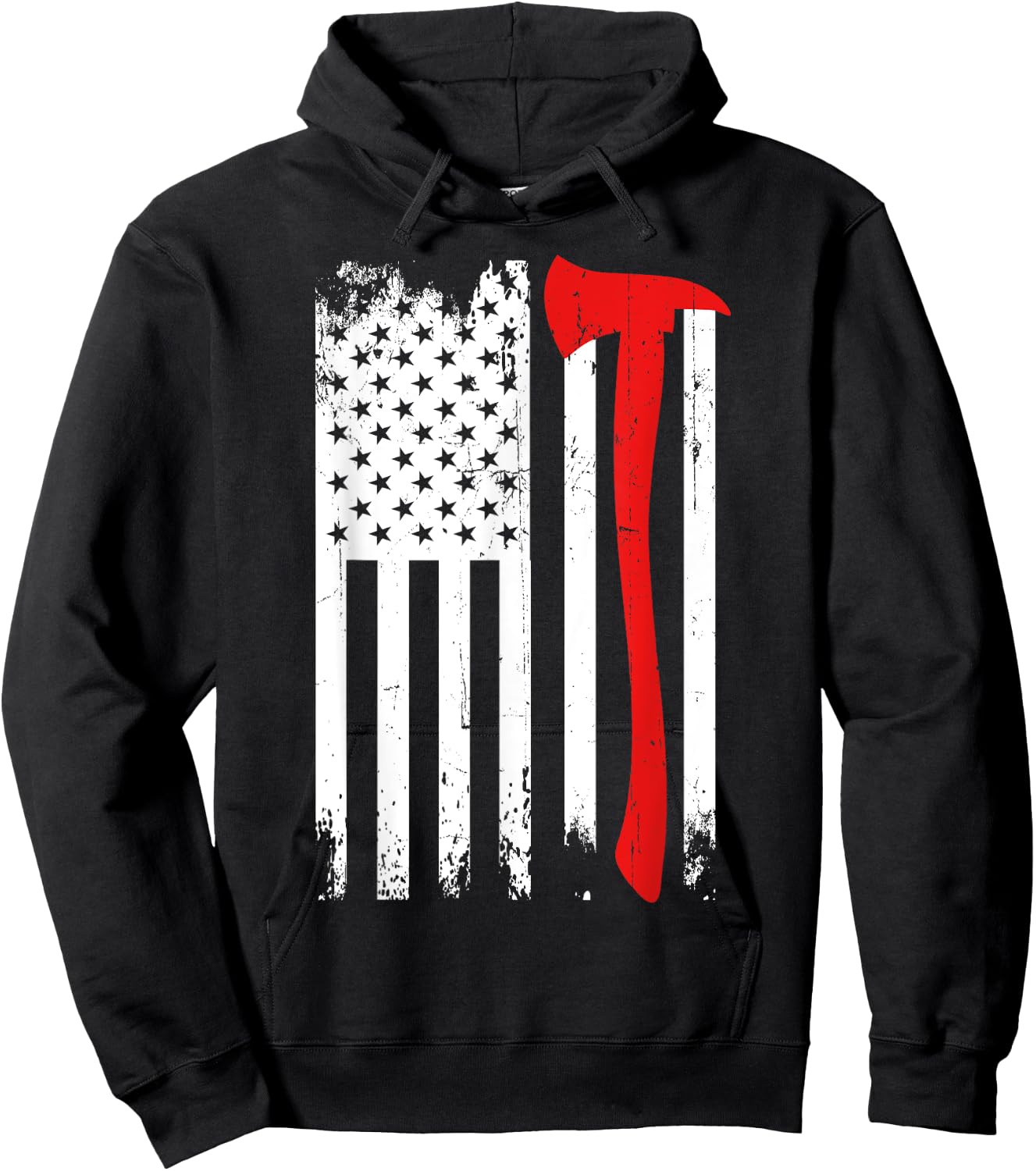 Firefighter Patriotic Fireman Firefighting Rescuer Volunteer Hoodie - Hoodie | Black