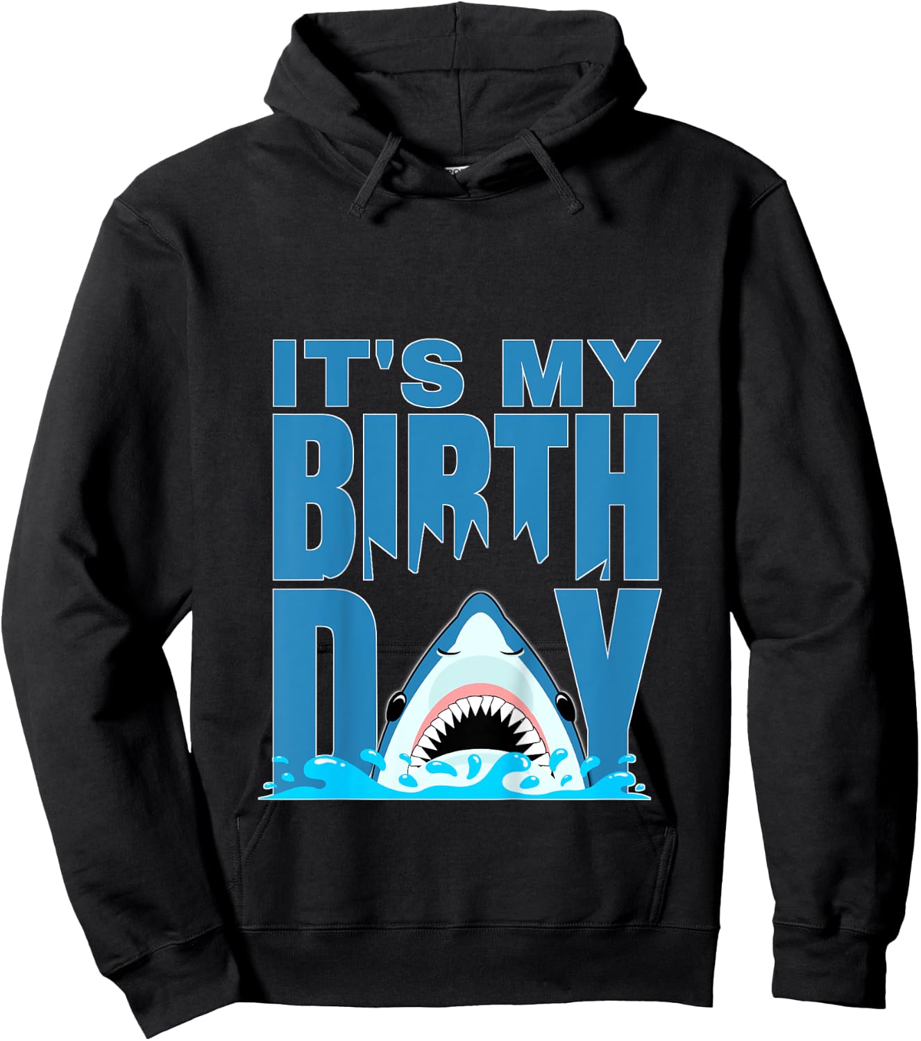 Blue Shark Birthday Shark Bite Its My Birthday Girls Boys Hoodie - Hoodie | Black