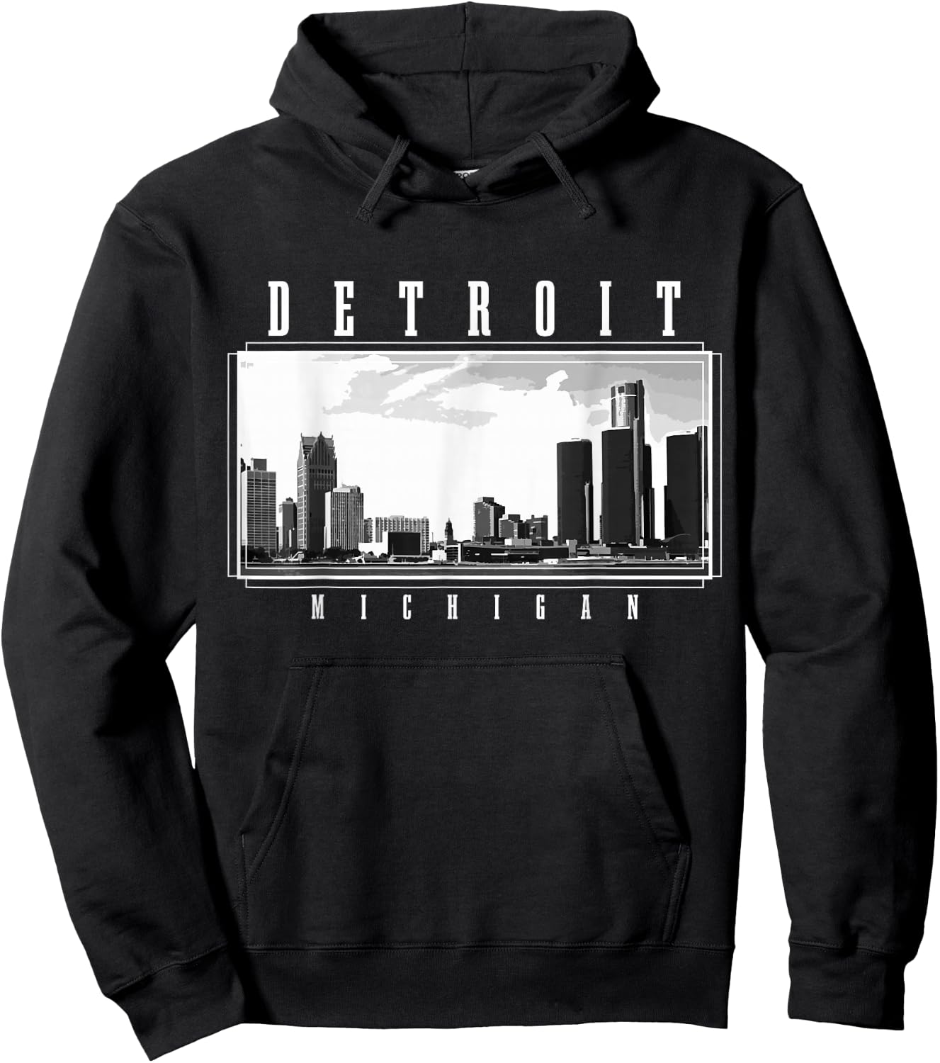 Detroit Skyline Michigan Pride Vintage Detroit Hoodie - Hoodie | Black