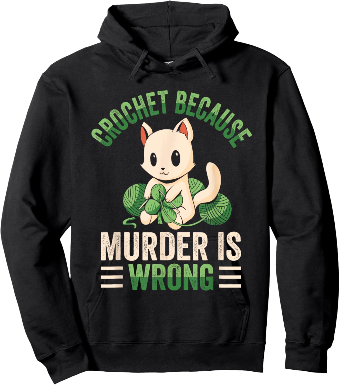 Crochet Because Murder Is Wrong Unicorn Crocheting Hoodie - Hoodie | Black