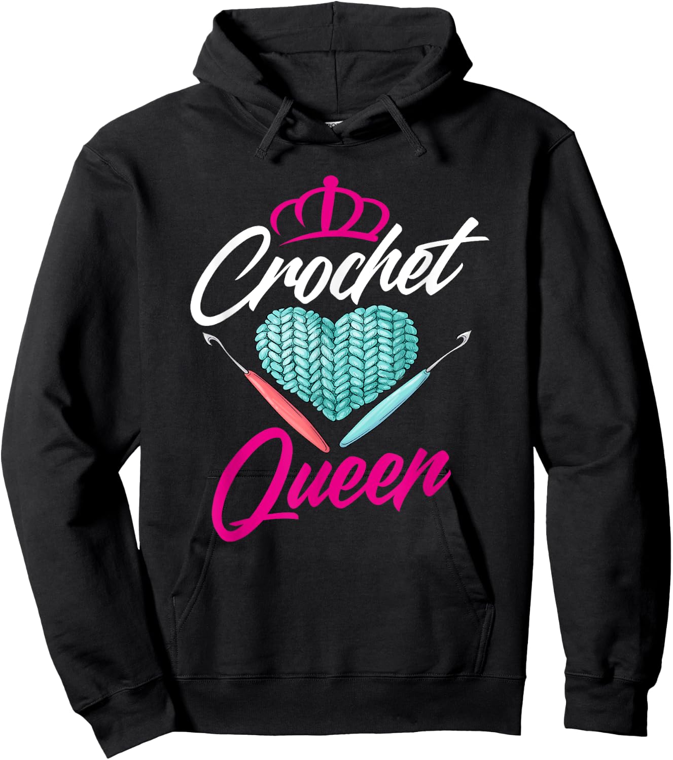 Crochet Queen - Cute Crocheting Gift Crocheter Hoodie - Hoodie | Black