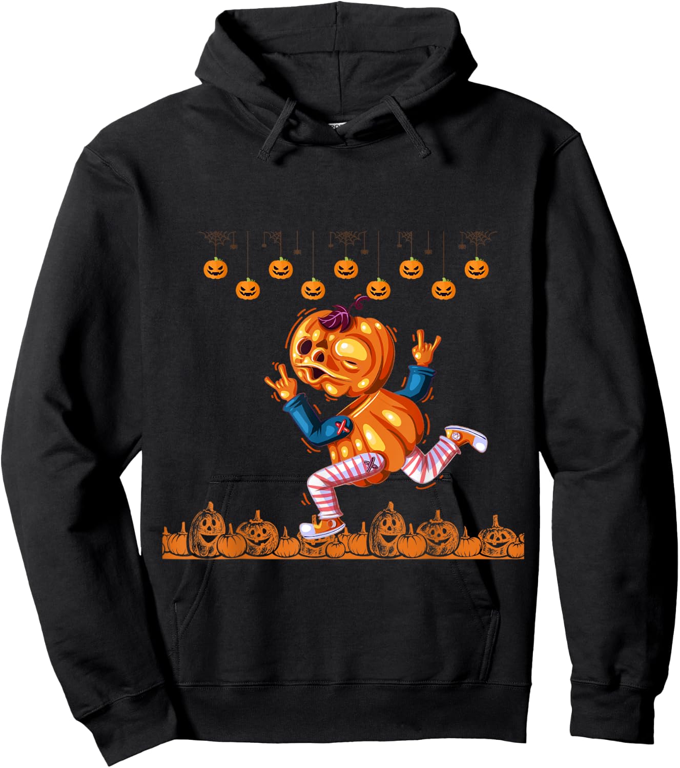 Funny Pumpkin running Halloween funny Halloween Hoodie - Hoodie | Black