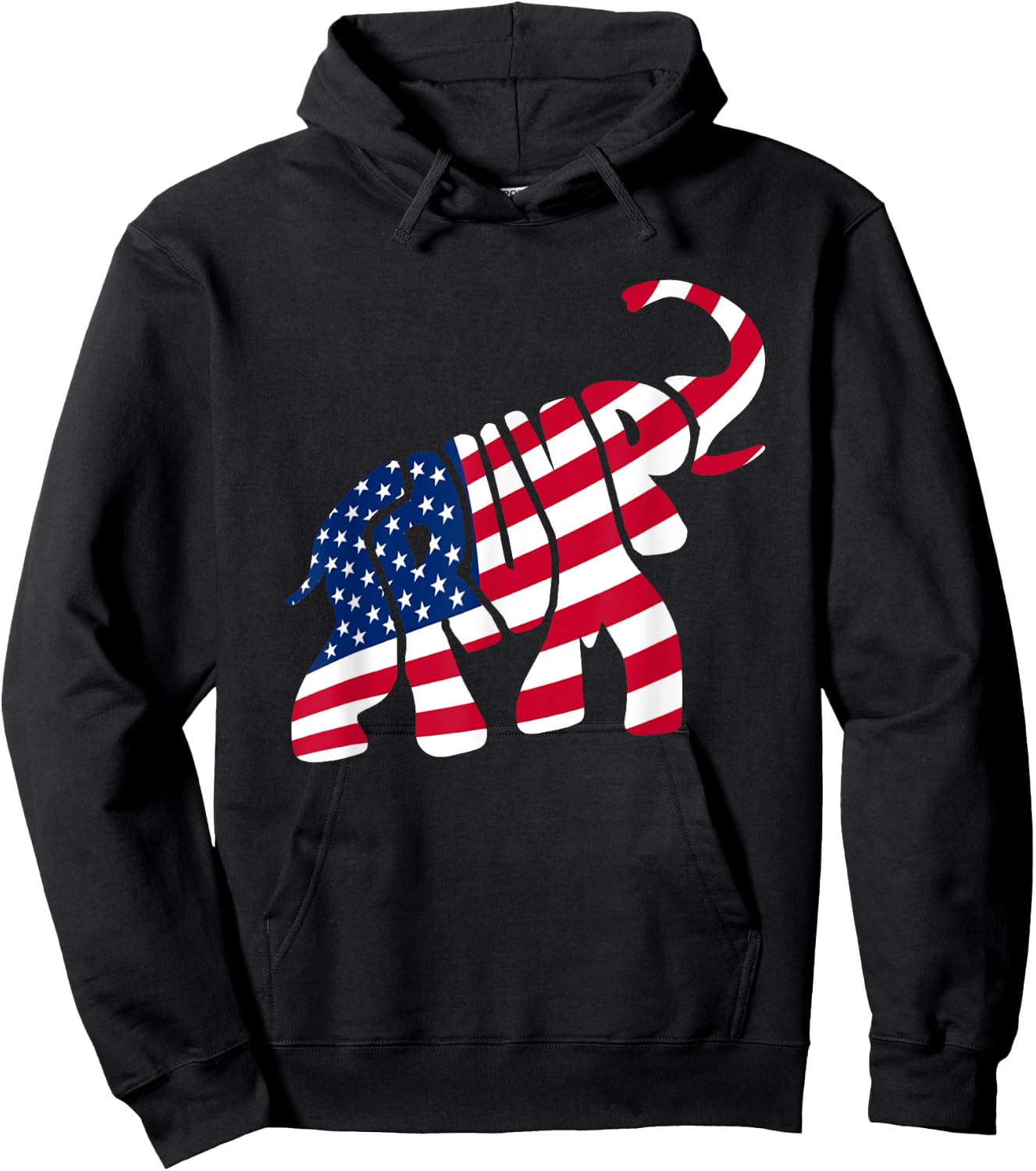 Cute Trump Gift | Proud American Flag Elephant Women Hoodie - Hoodie | Black