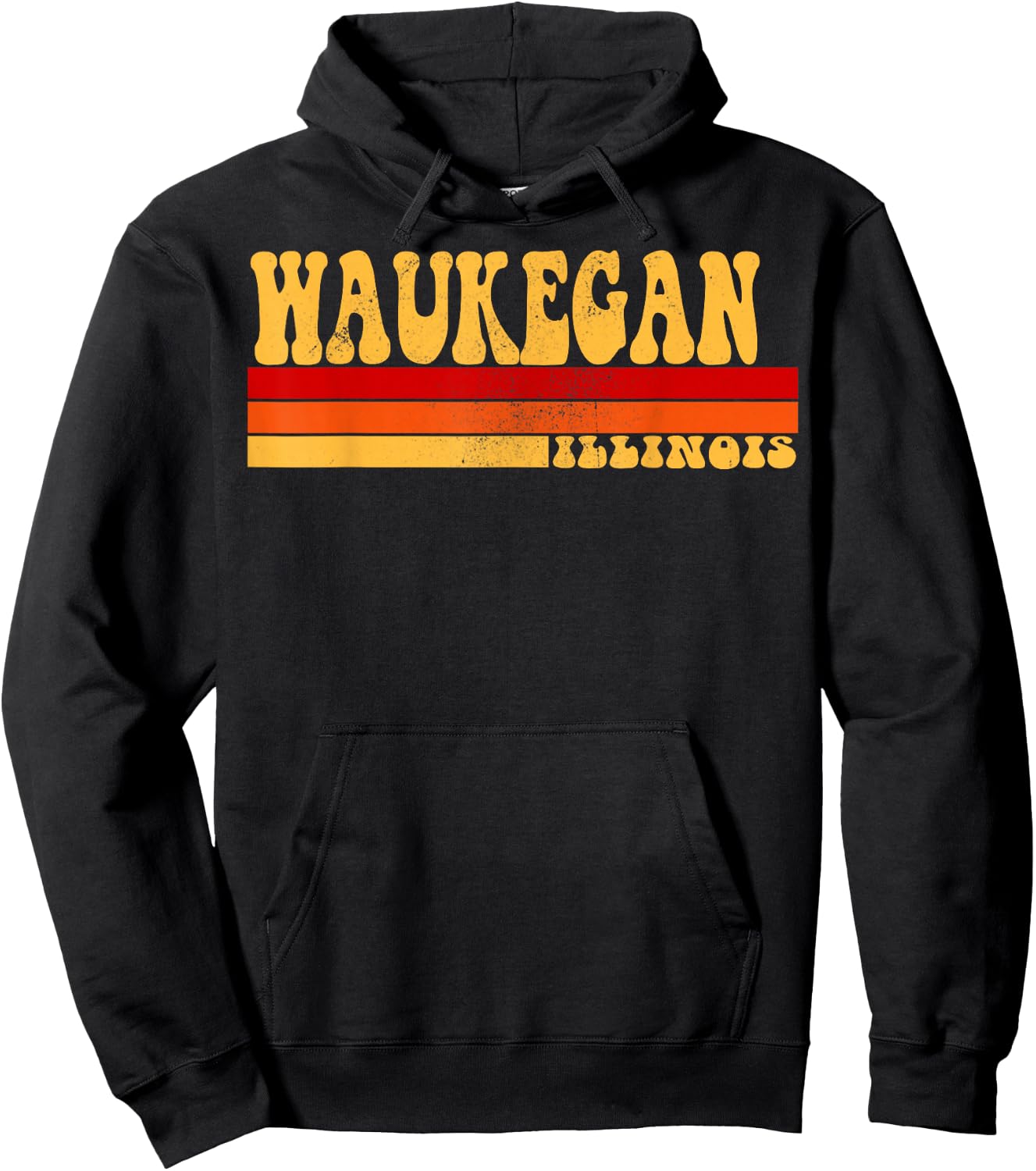 WAUKEGAN Illinois City Vintage Roots Retro Design 70s 80s Hoodie - Hoodie | Black