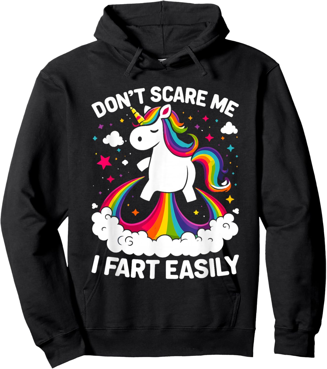Don’t Scare Me I Fart Easily Funny Unicorn Hoodie - Hoodie | Black