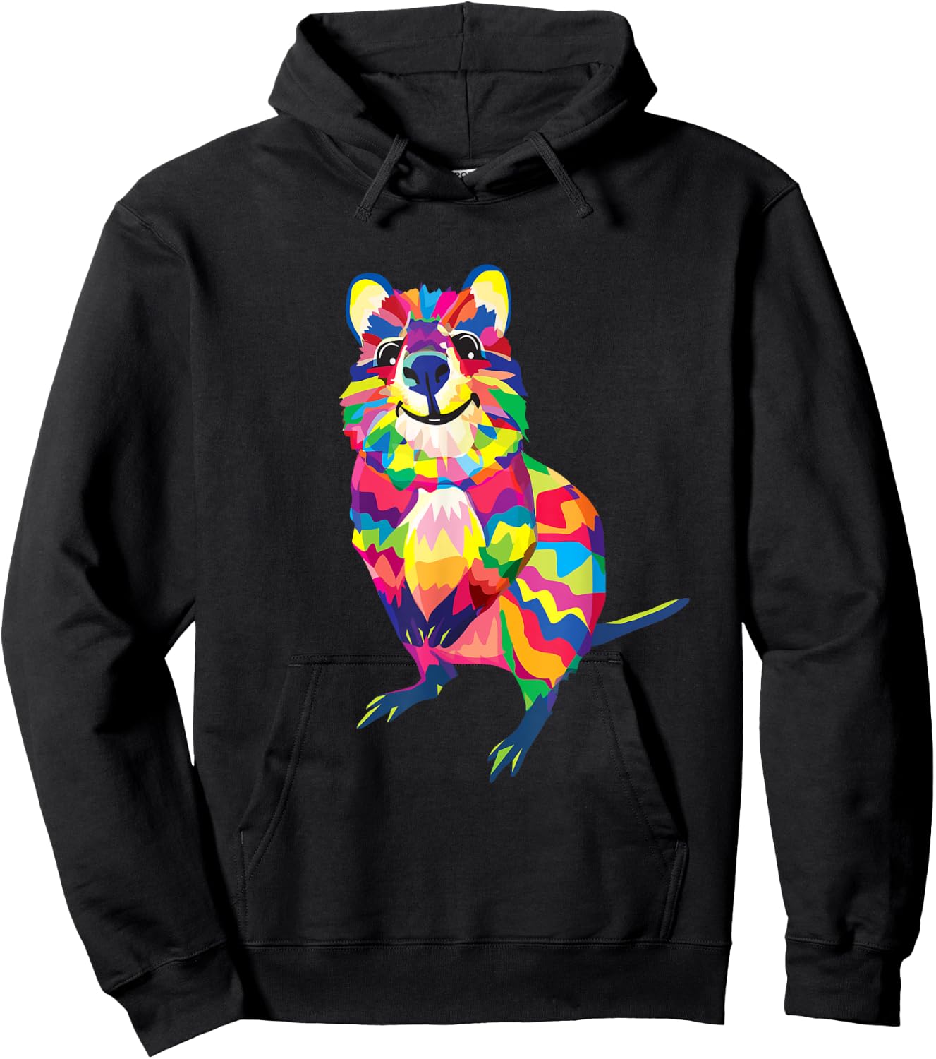 Australian Quokka Marsupial Geometric Happy Animal Hoodie - Hoodie | Black