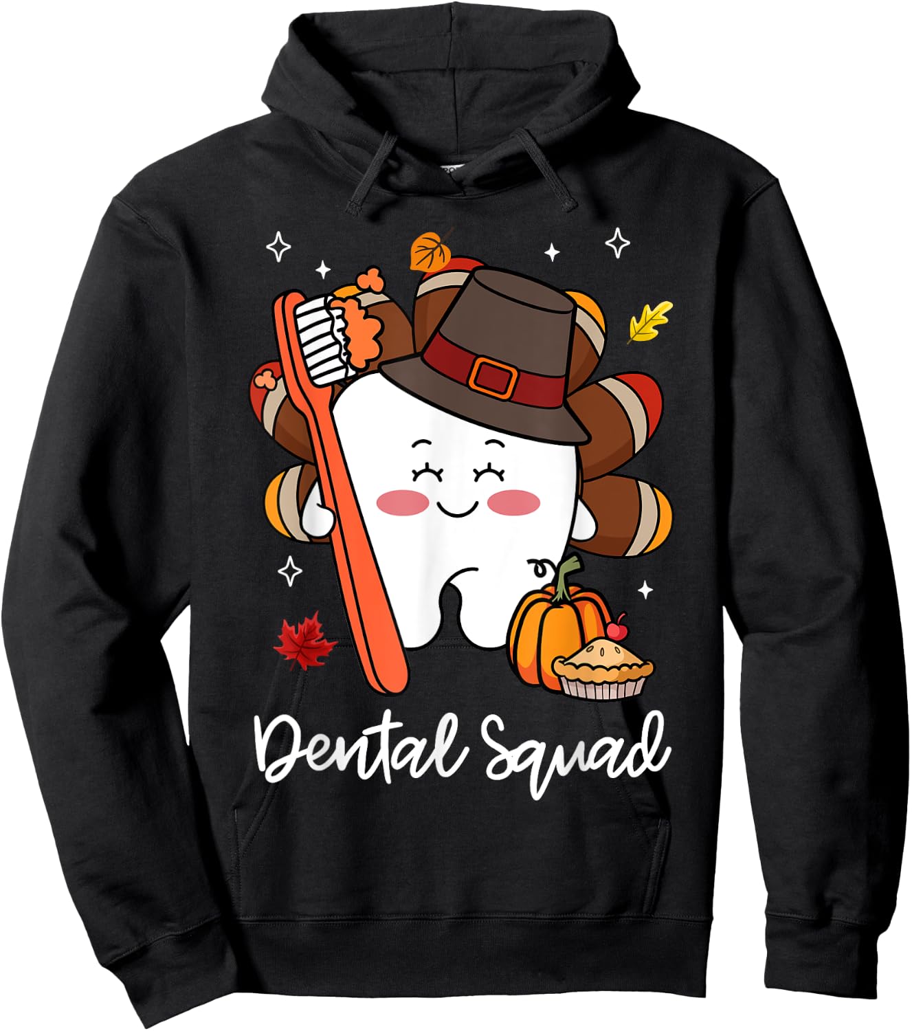 Dental Thanksgiving Team Squad Turkey Teeth Hygiene Dentist Hoodie - Hoodie | Black