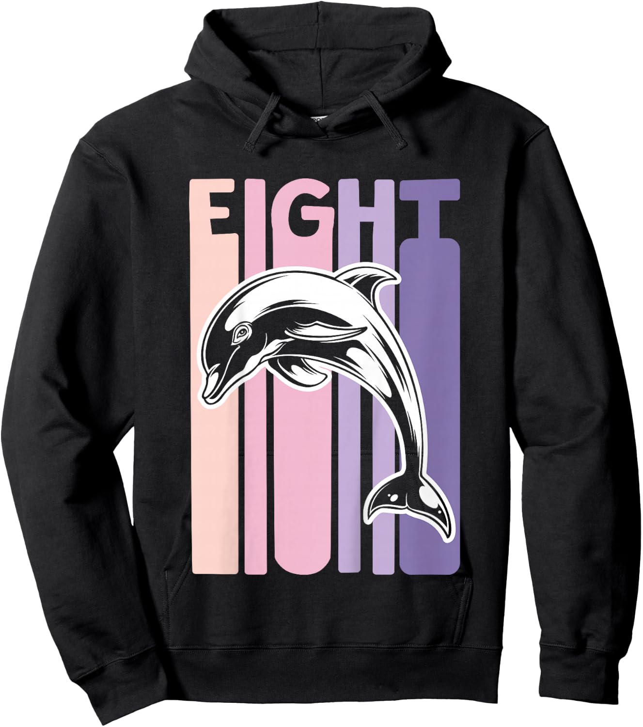 8th Birthday Gift Dolphin Fan 8 Years old Girl Hoodie - Hoodie | Black