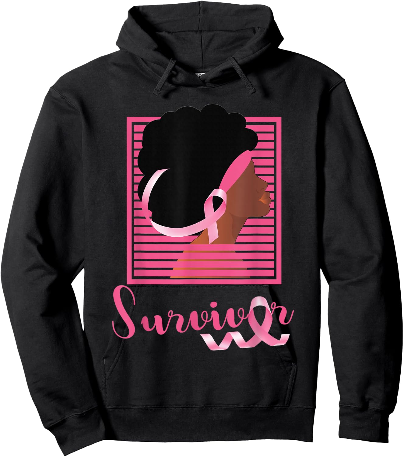 African American Black Woman Survivor Breast Cancer Awarenes Hoodie - Hoodie | Black