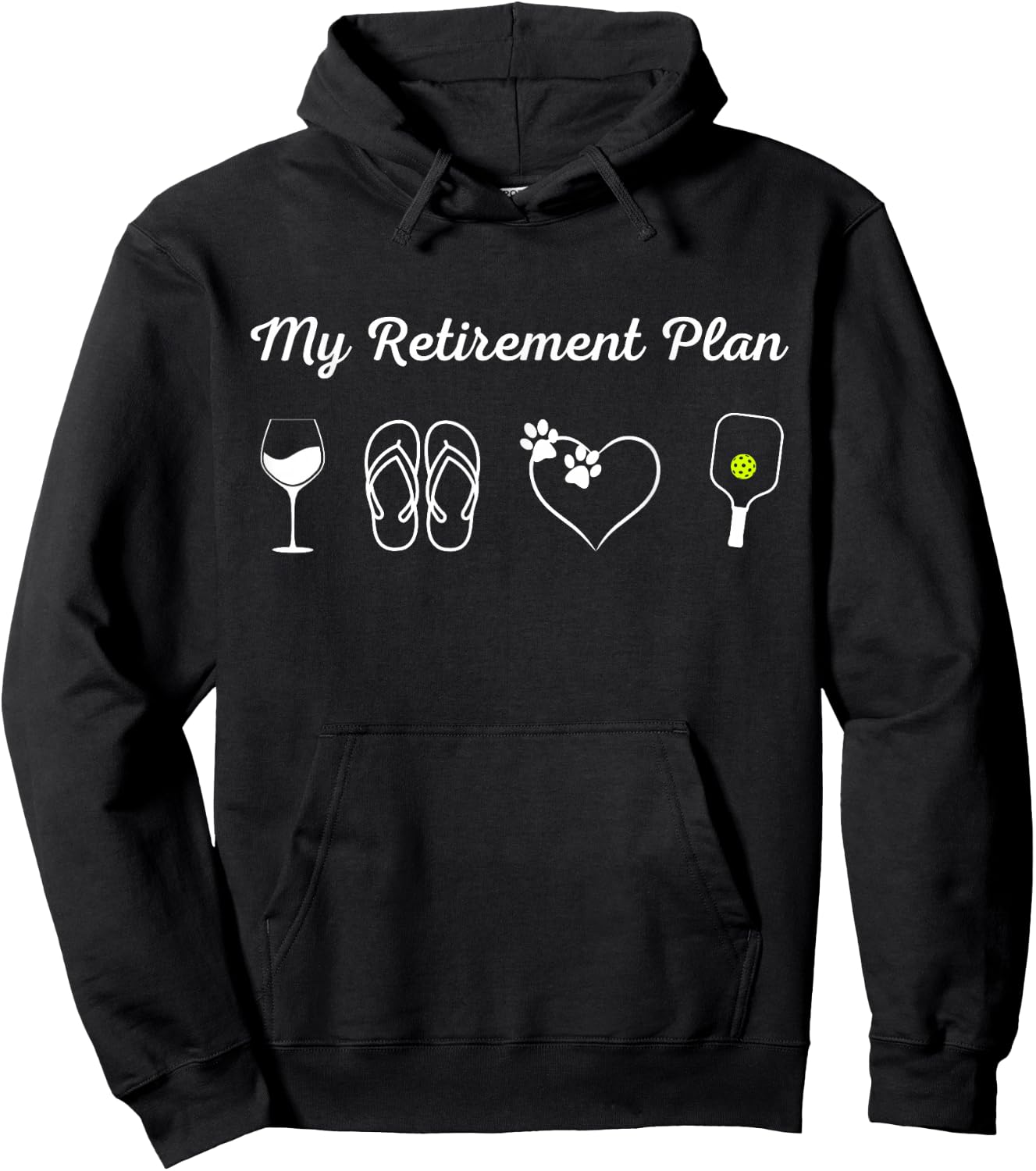 Funny Pickleball Retirement Plan Wine Dog Lover Hoodie - Hoodie | Black