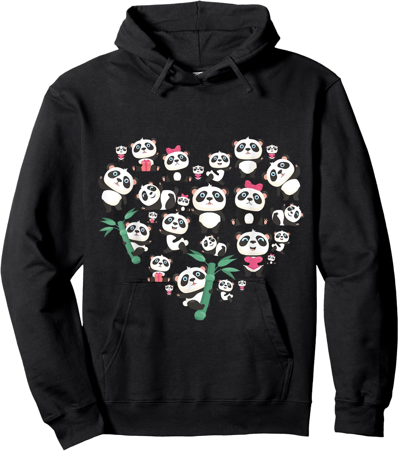 Panda Bear Lover Heart Cute Panda gifts for girl kids women Hoodie - Hoodie | Black