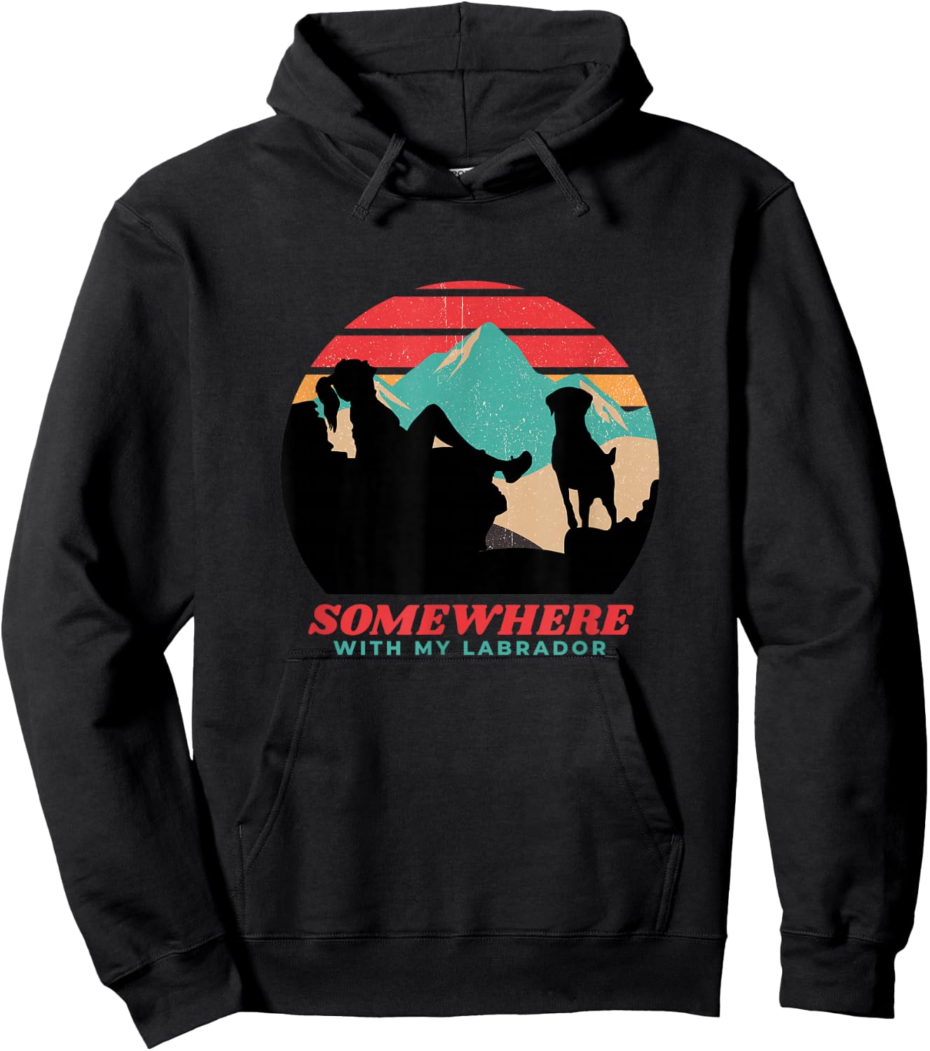 Somewhere With My Labrador Woman Hiking Camping Hoodie - Hoodie | Black