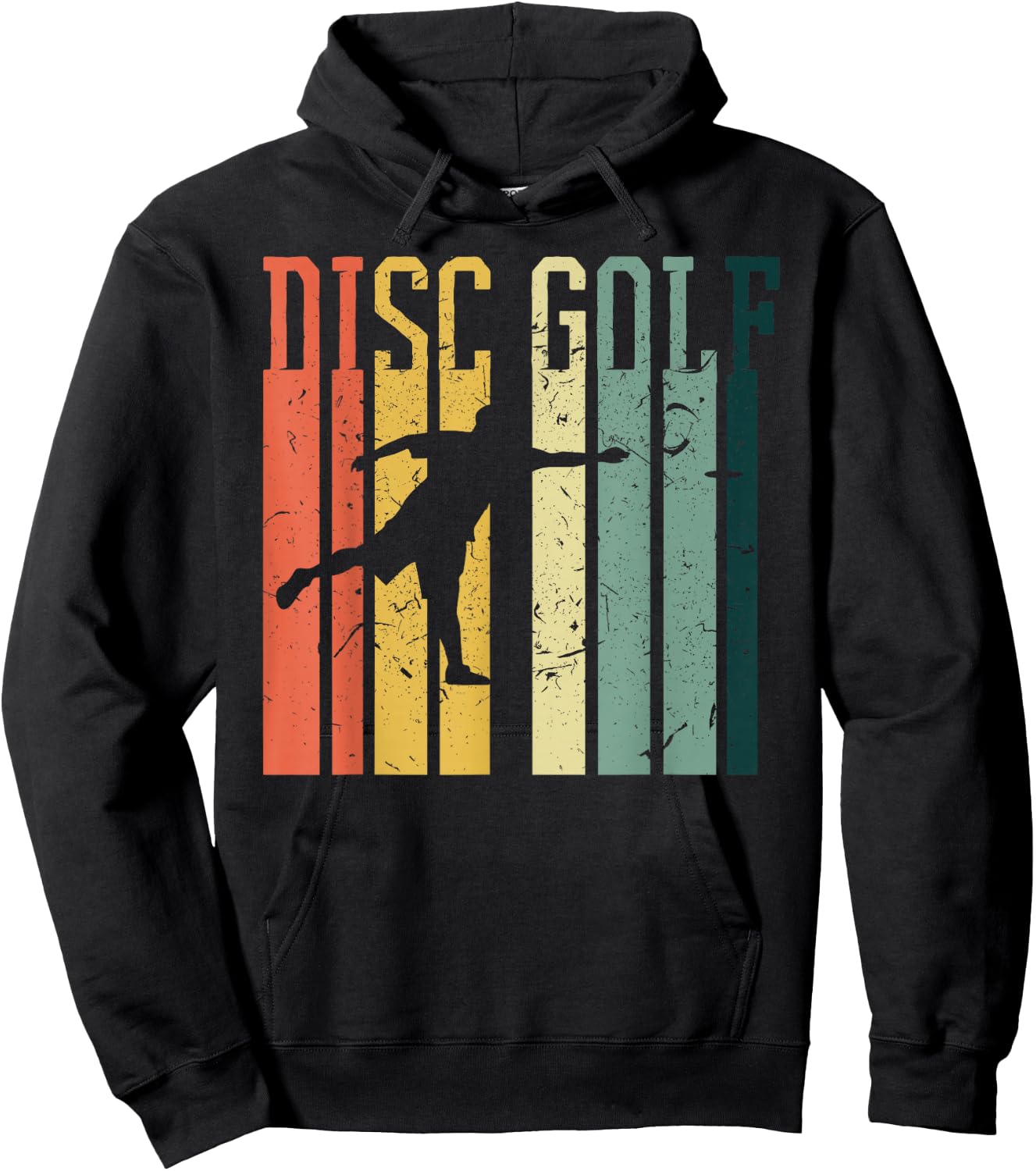 Cool Vintage Style Disc Golf Design Designs Retro Disc Golf Silhouette | Vintage Frisbee Lover -Adults, Kids Black Short Sleeve Hoodie - Hoodie | Black