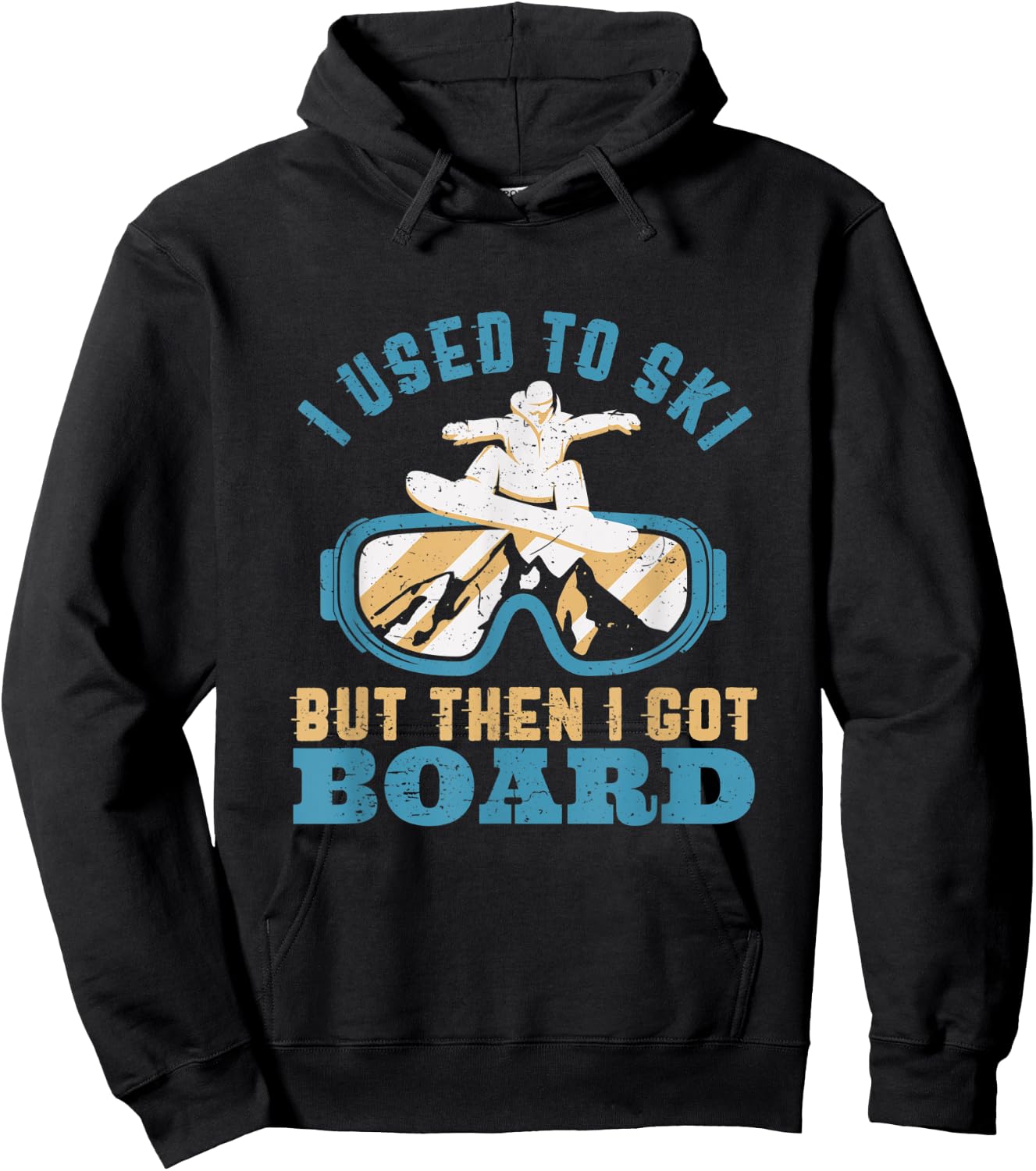 I Used To Ski Then I Got Board Funny Retro Snowboarding Pun Hoodie - Hoodie | Black