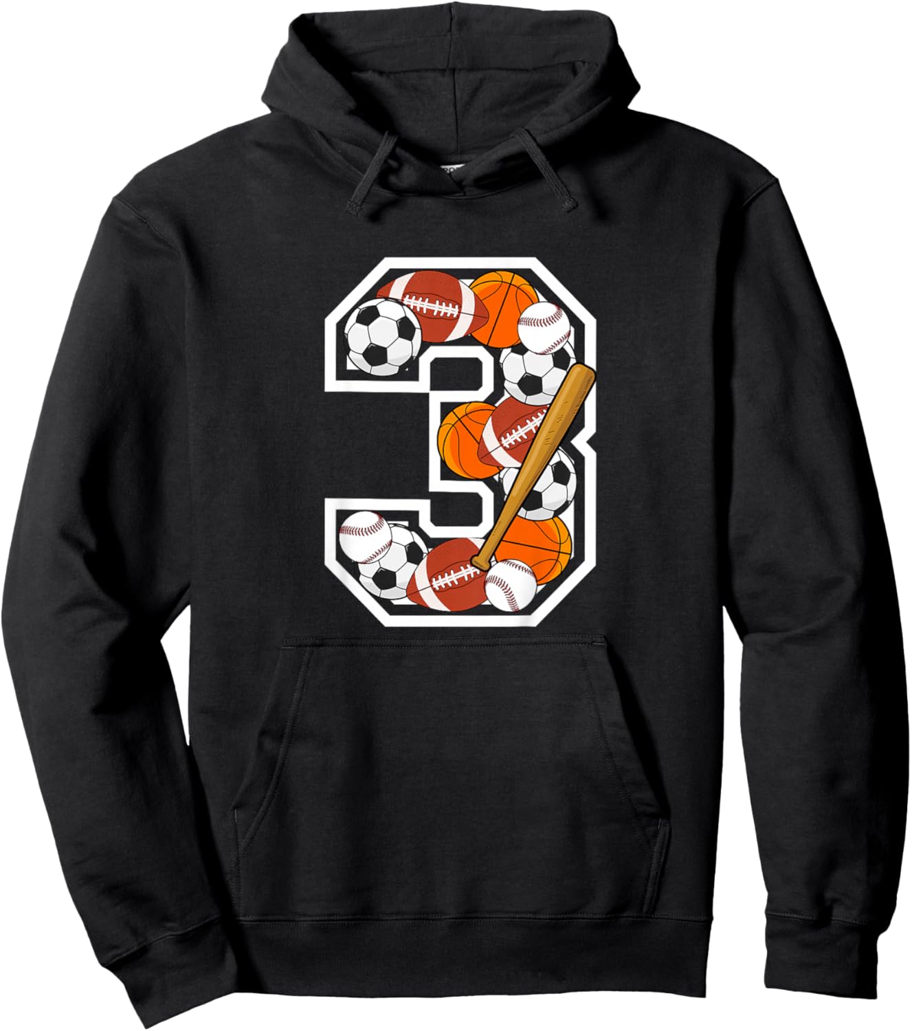 Kids 3rd Birthday Sports Birthday Party 3 Year Old Boy Hoodie - Hoodie | Black