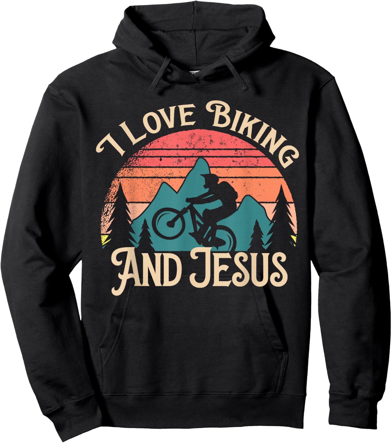 Mountain Bike Cycling Bicycle I Love Biking And Jesus Hoodie - Hoodie | Black