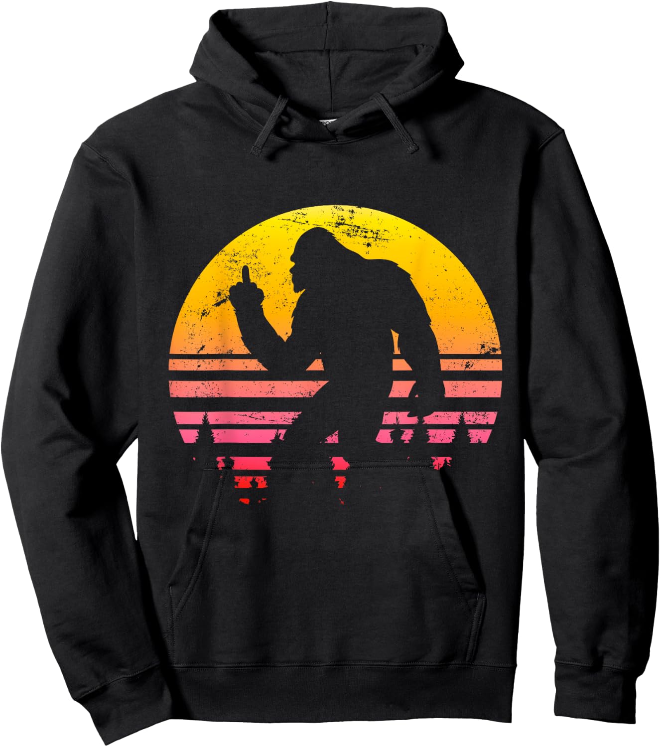 Big Foot Flips Middle Finger - Shoots Bird - Funny Sasquatch Hoodie - Hoodie | Black