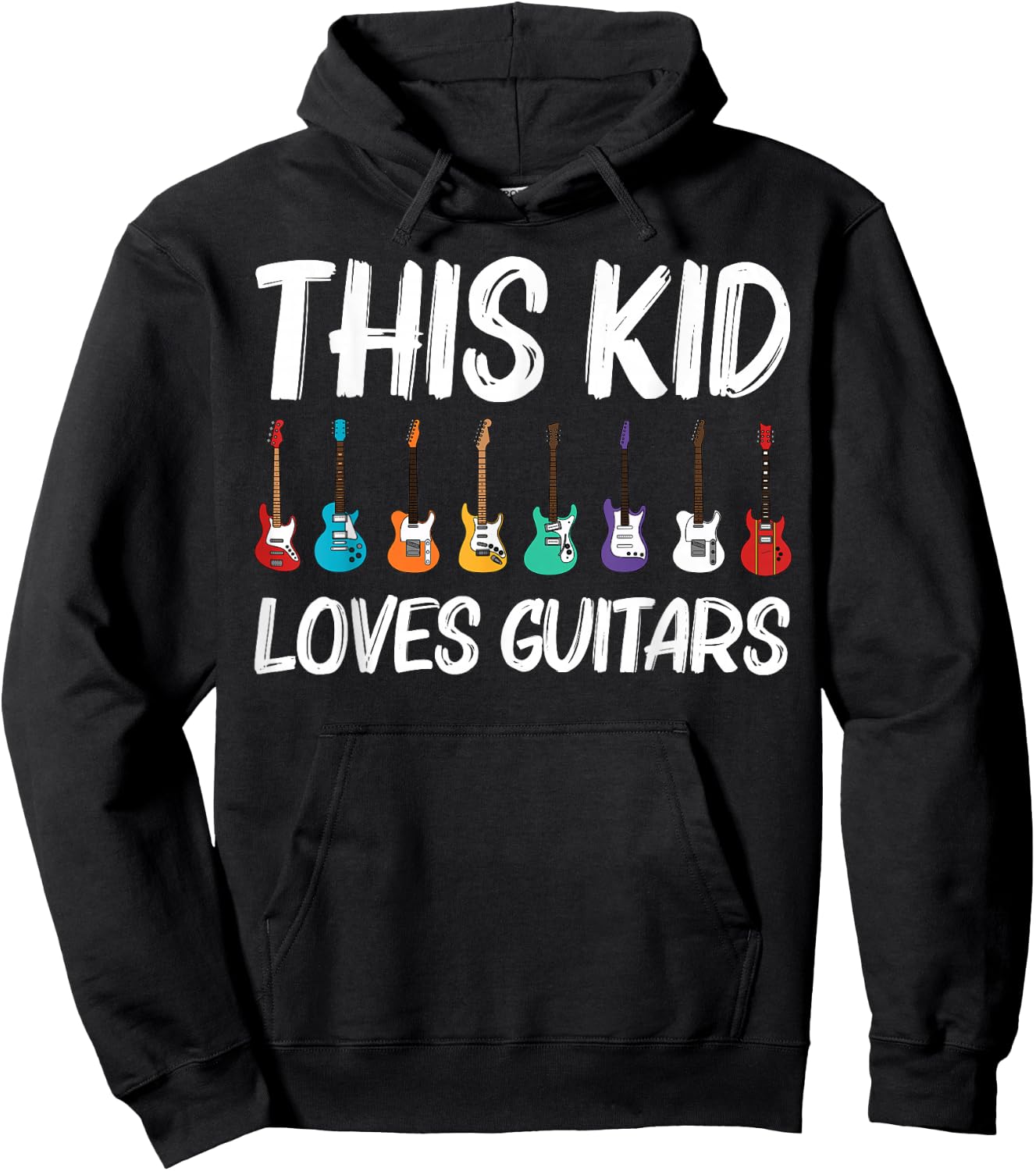 Cool Guitar Gift Kids Boys Acoustic Guitarist Band Music Hoodie - Hoodie | Black