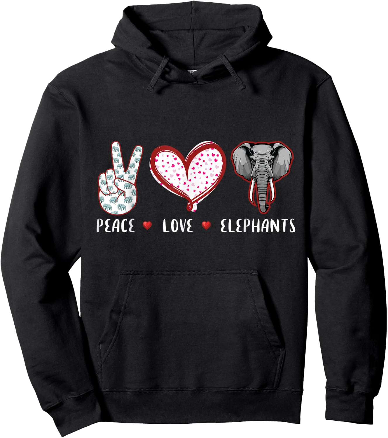 Love of Peace Elephant Gifts Women Children Hoodie - Hoodie | Black