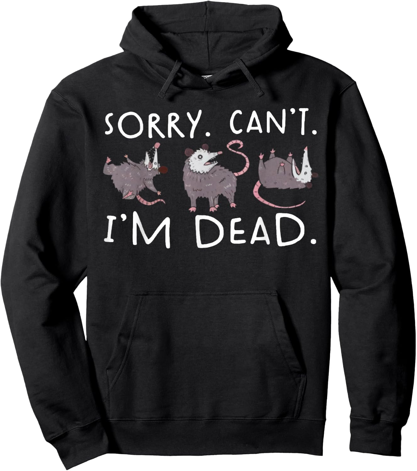Sorry Can't Possum Dead Funny Opossum Fake Death Trash Meme Hoodie - Hoodie | Black