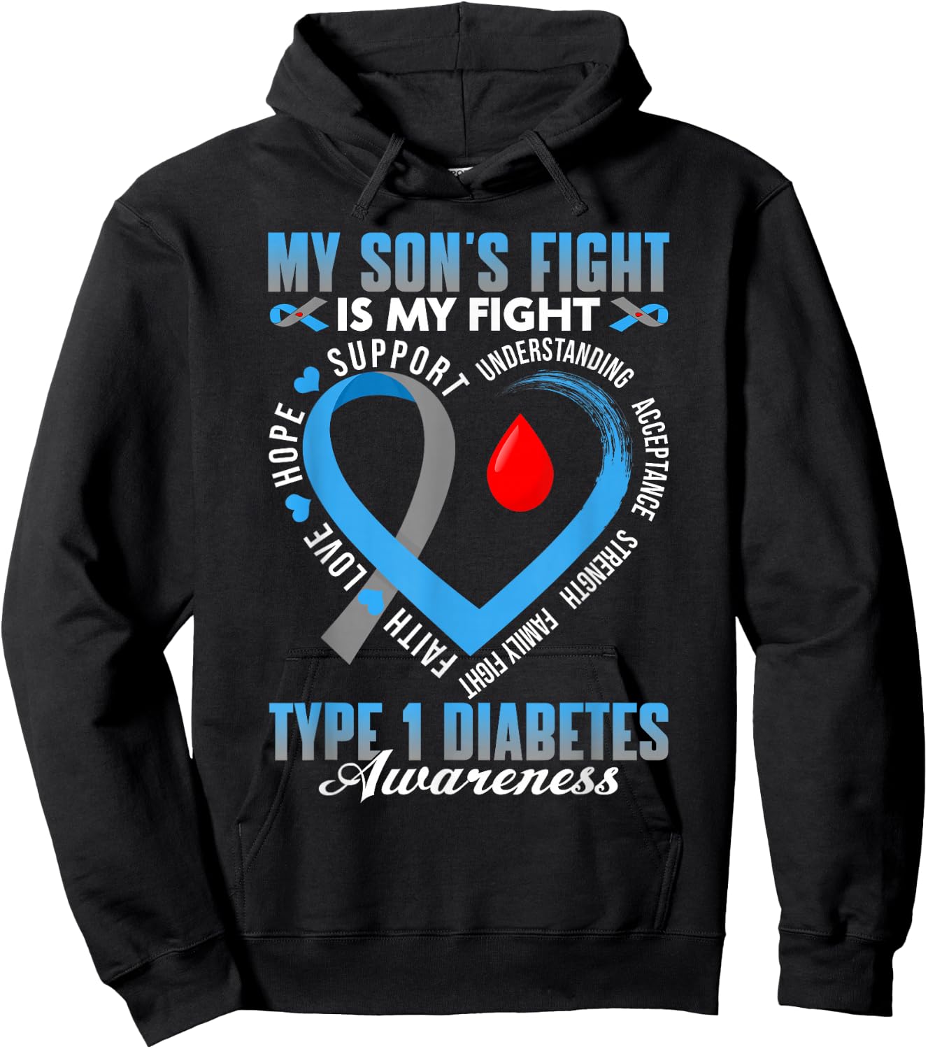 My Son's Fight Is My Fight T1D Diabetes Awareness Day Hoodie - Hoodie | Black