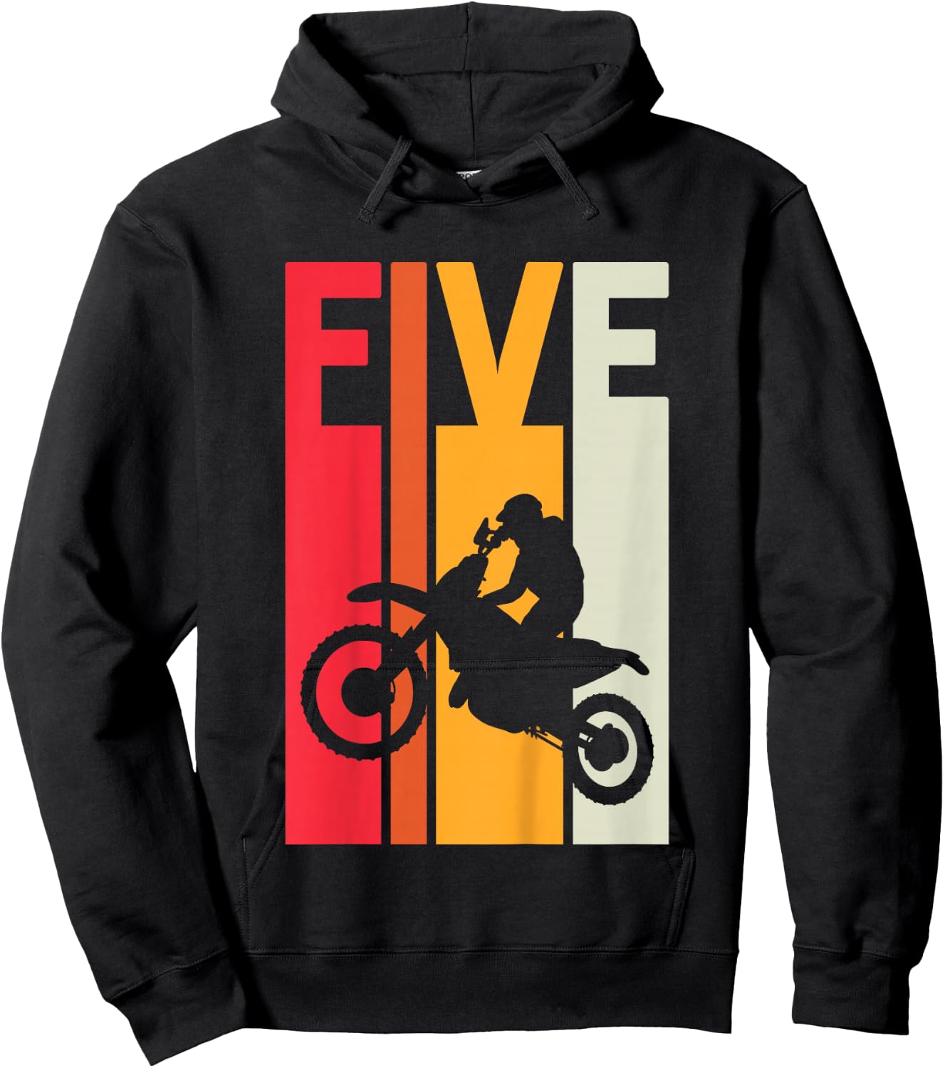 5th Birthday Retro Motocross 5 Years Boys Girl Dirt Bike Hoodie - Hoodie | Black
