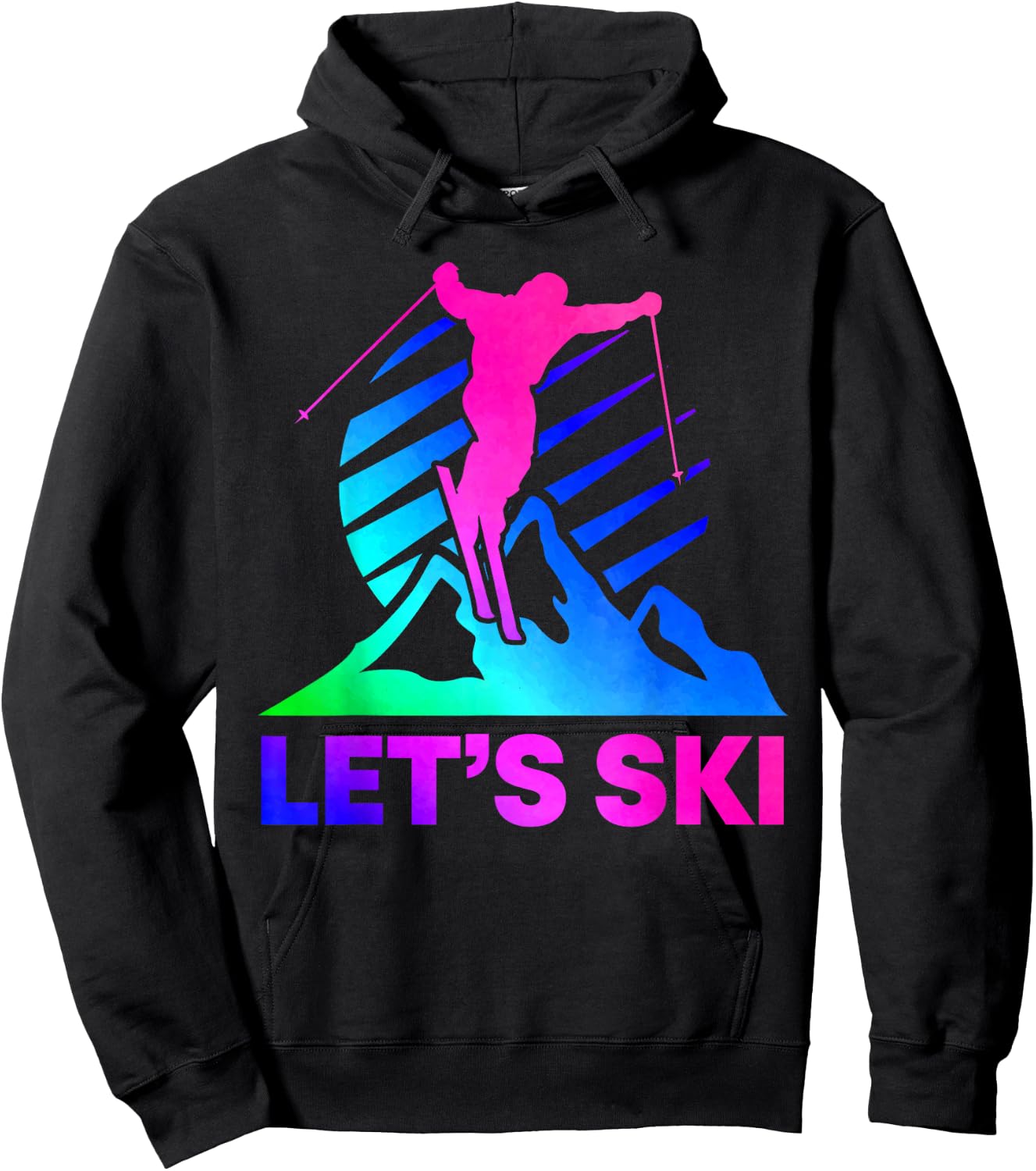 Retro Ski Vintage 80s 90s Skiing Outfit Hoodie - Hoodie | Black