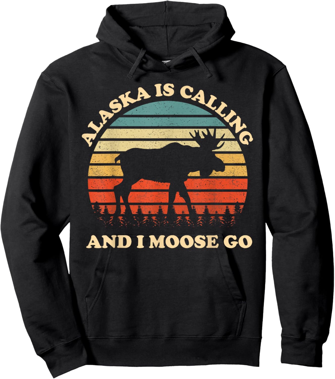 Alaska Moose Tourist Travel Funny Hoodie - Hoodie | Black