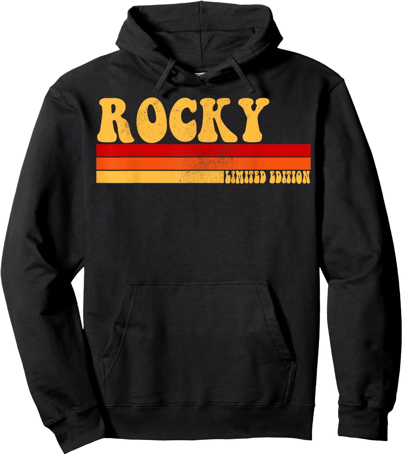 AmaStyle Co. ROCKY Name Personalized Idea Men Retro Vintage ROCKY , Small, Black Hoodie - Hoodie | Black