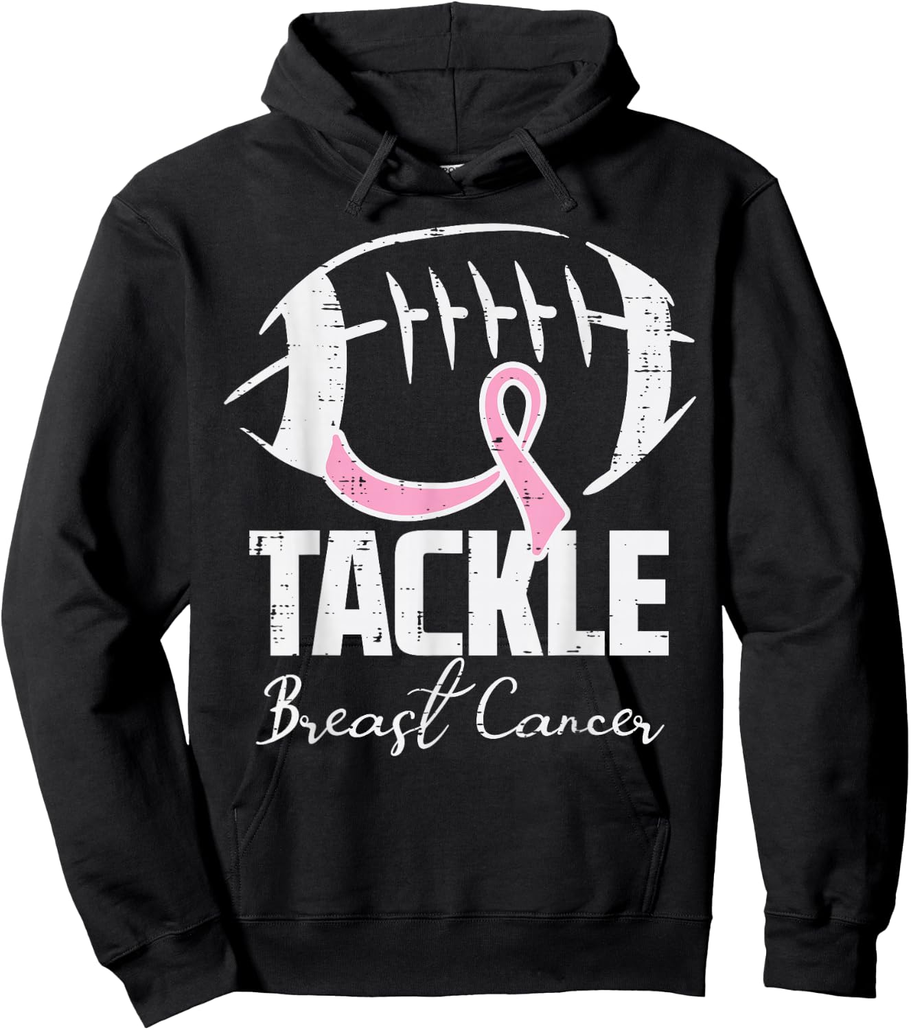 Tackle Breast Cancer Football Pink Ribbon Women Men Kids Boy Hoodie - Hoodie | Black