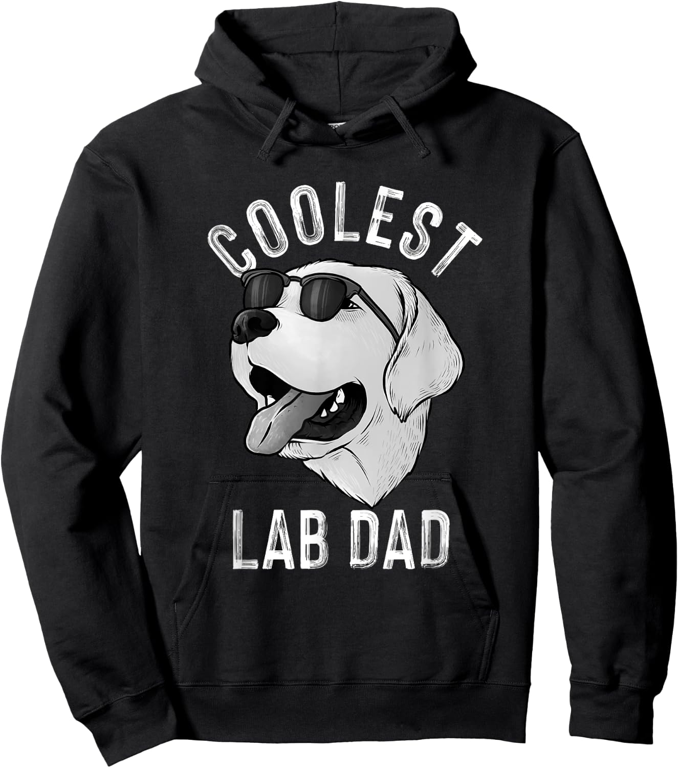 Funny Coolest Lab Dad Gift White Labrador Dog Lover Men Hoodie - Hoodie | Black