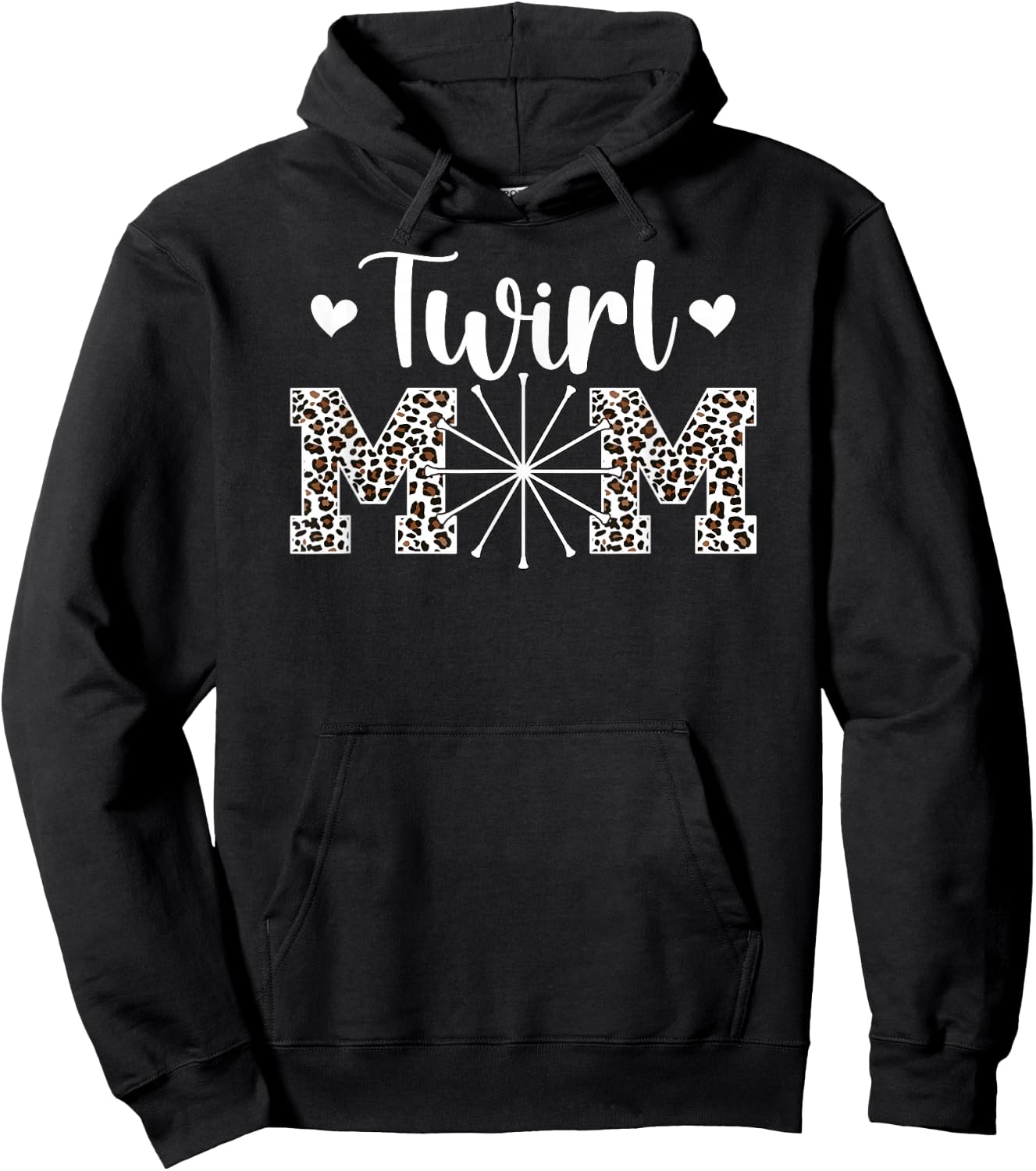 Twirl Mom Leopard Baton Twirling Mom Baton Twirl Mother Hoodie - Hoodie | Black