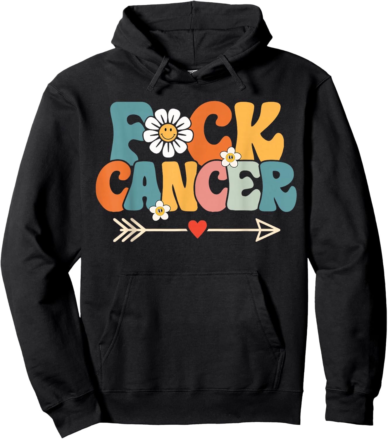 Groovy Fuck Cancer, I Hate Cancer, Breast Cancer Awareness Hoodie - Hoodie | Black