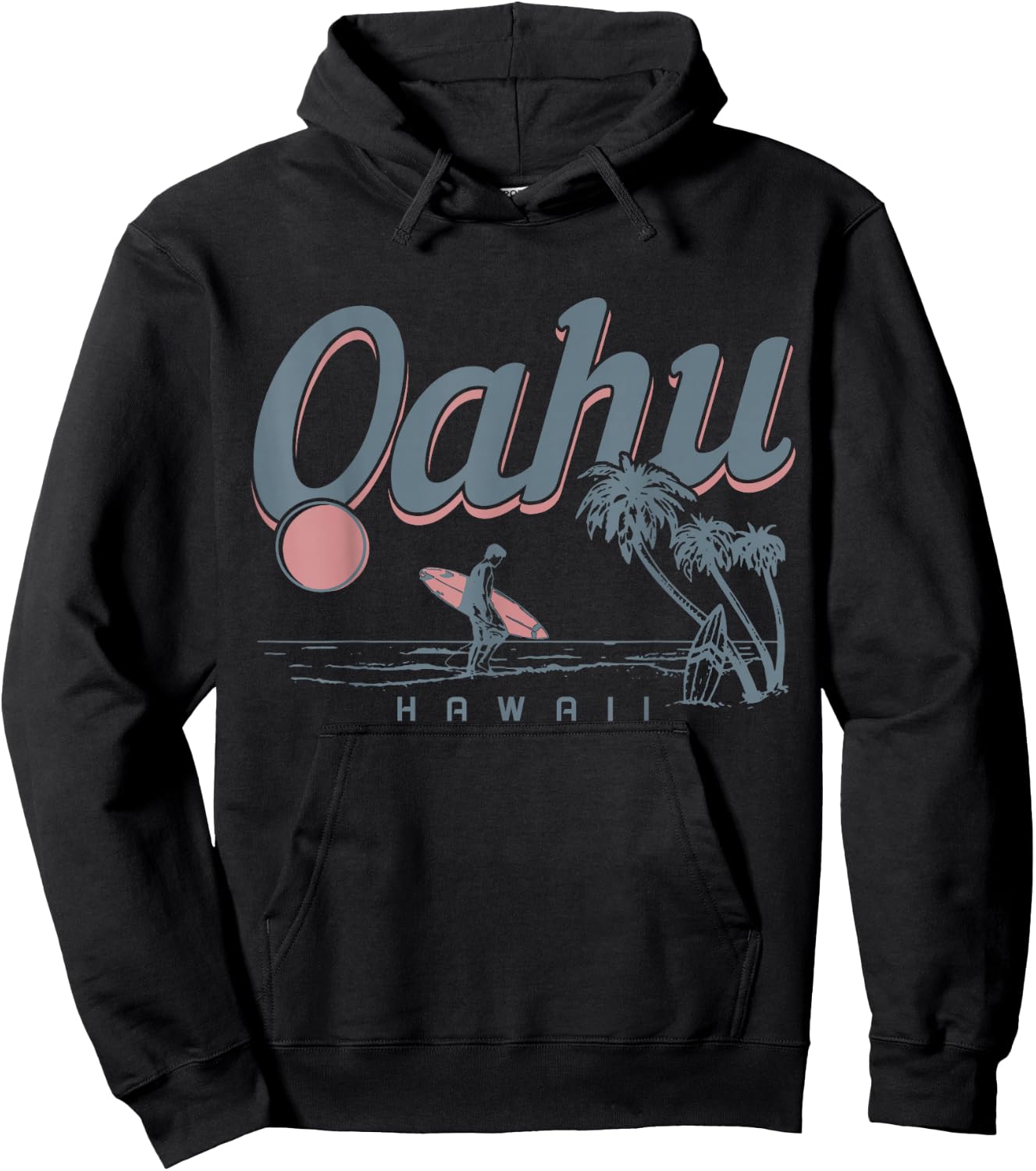 Oahu Hawaii Surf North Shore Vintage Souvenir Surfing Surfer Hoodie - Hoodie | Black