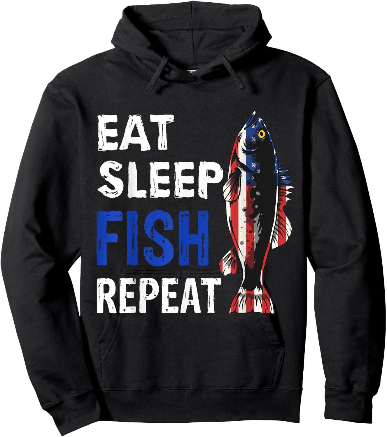 USA Eat Sleep Fish Repeat Funny Gift Hoodie - Hoodie | Black