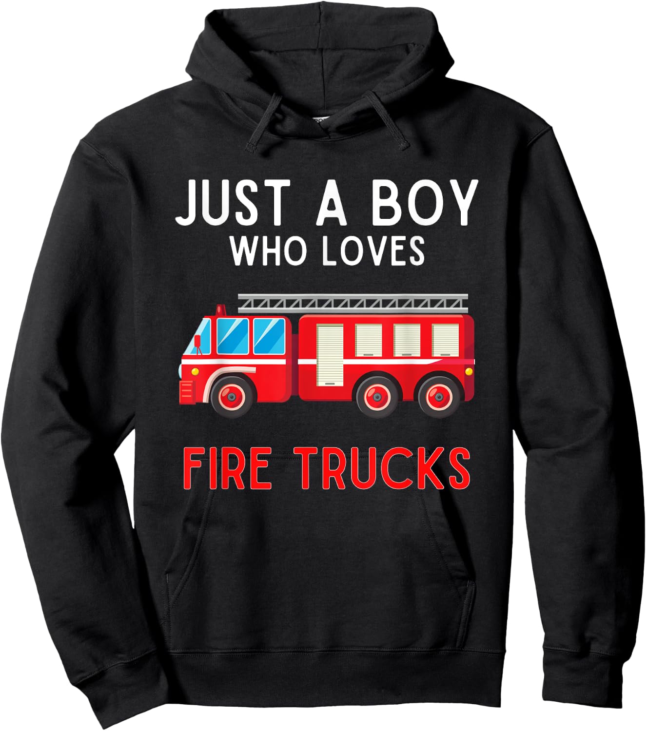 Just A Boy Who Loves Fire Trucks Fire Truck Lover Hoodie - Hoodie | Black