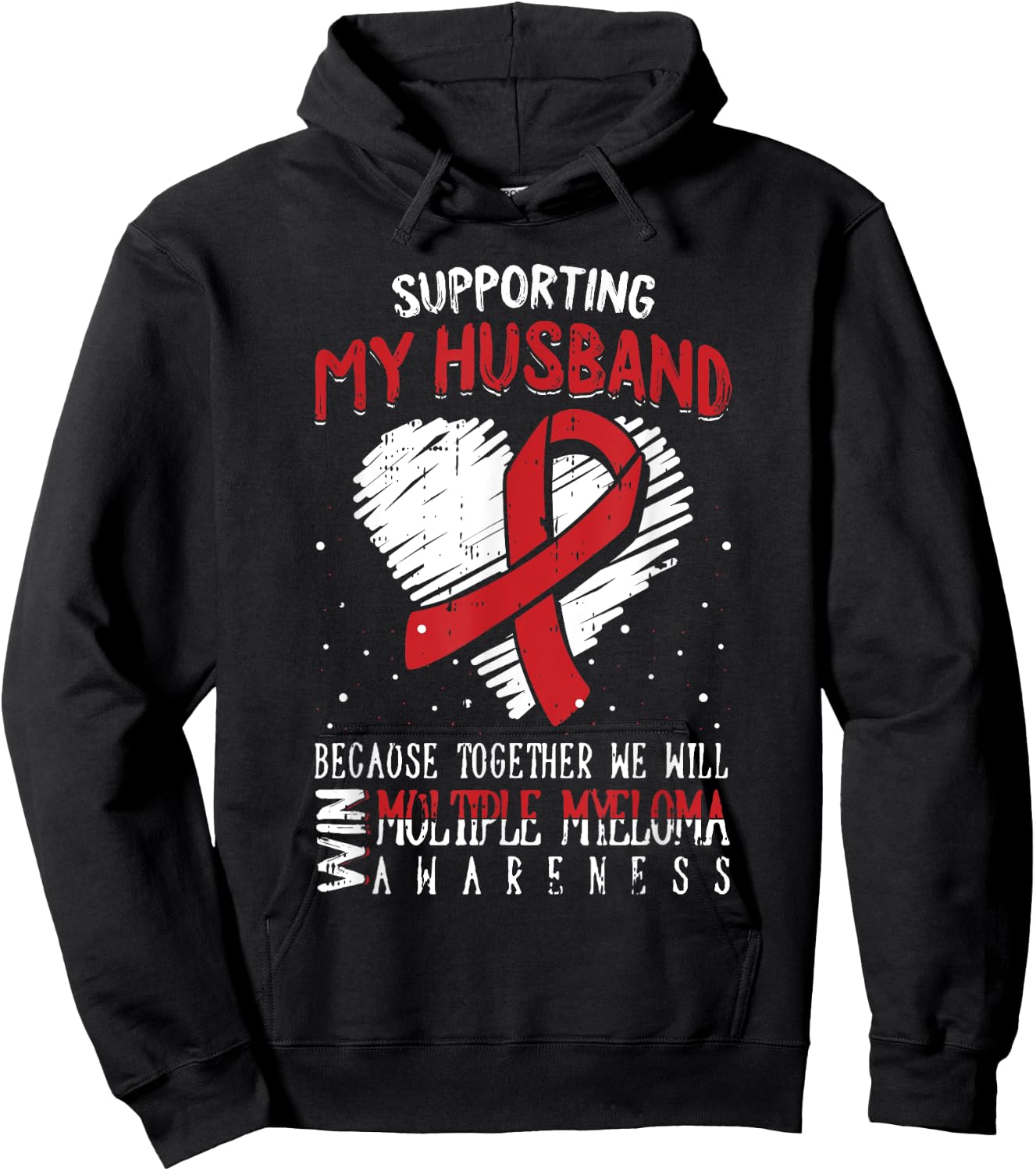 My Husband Multiple Myeloma Awareness Ribbon Warrior Gifts Hoodie - Hoodie | Black
