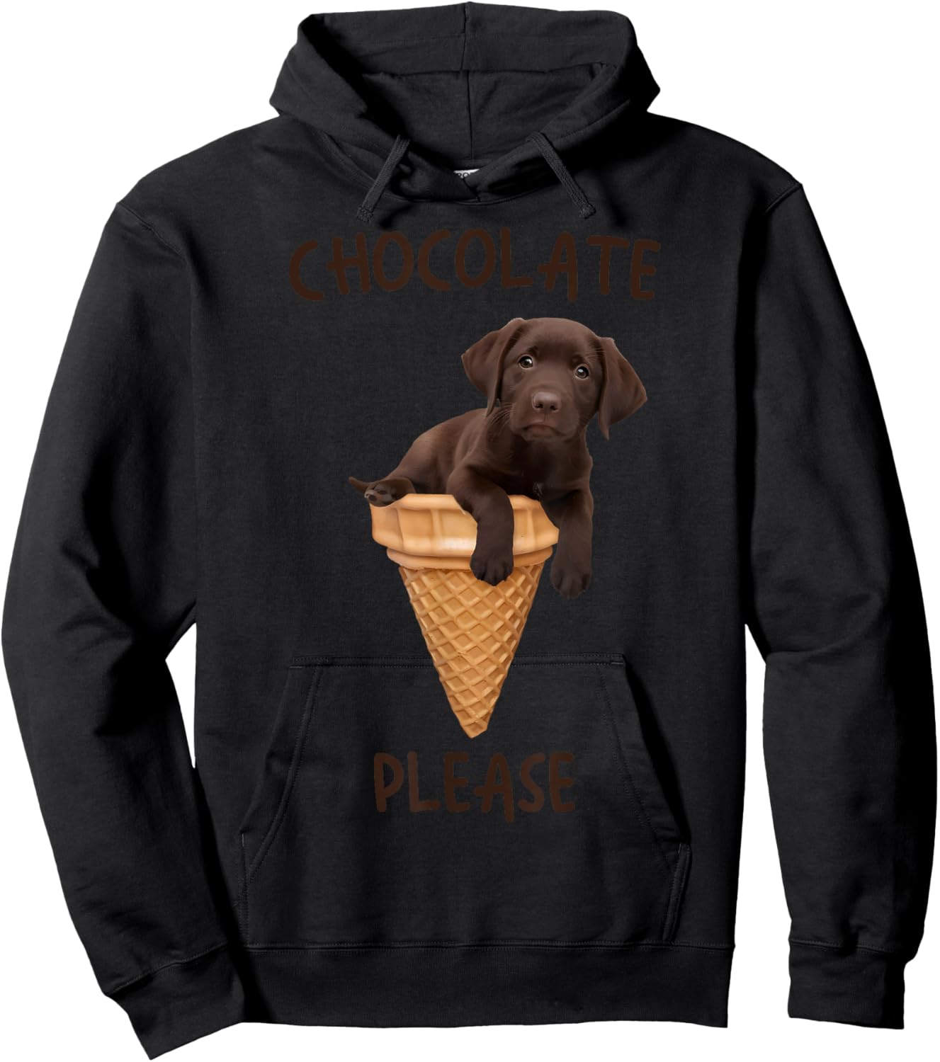 Chocolate Lab Waffle Cone Ice Cream Cute Labrador Puppy Dog Women Kids Hoodie - Hoodie | Black