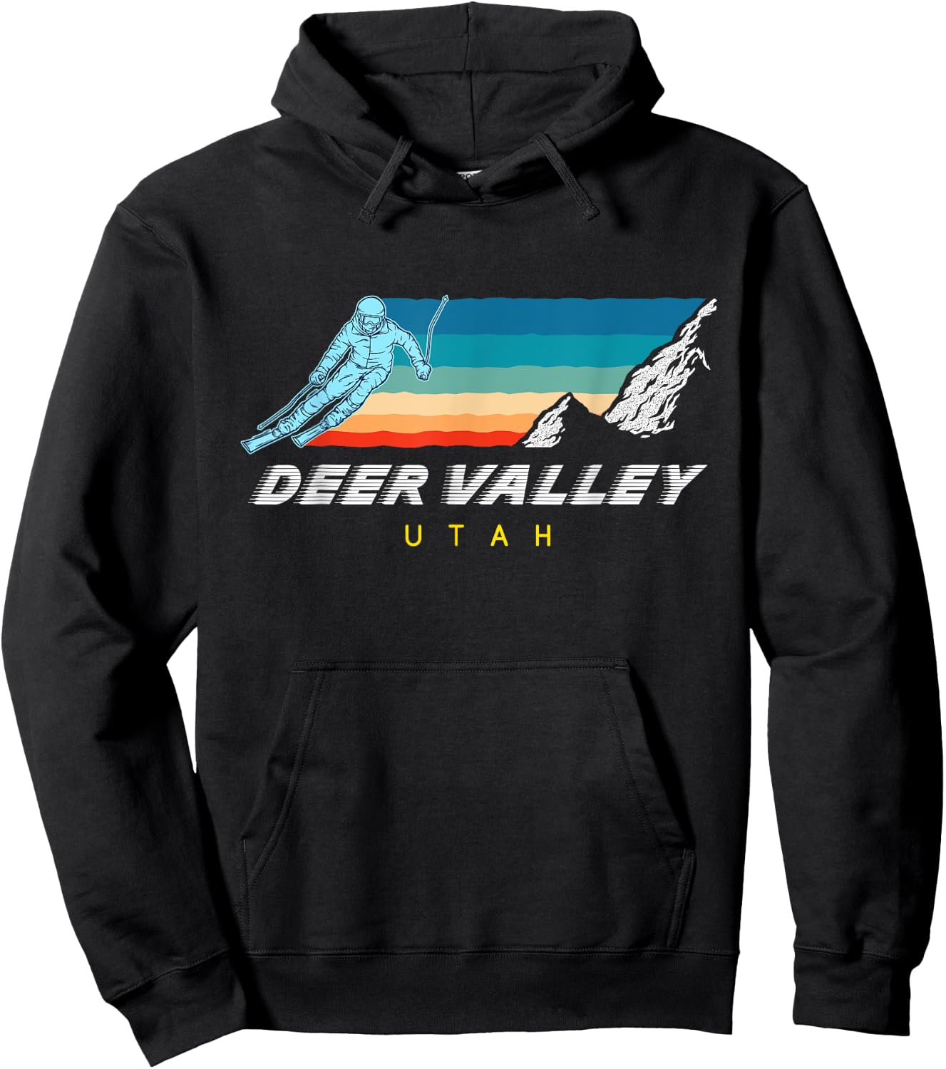 Deer Valley, Utah - USA Ski Resort 1980s Retro Hoodie - Hoodie | Black