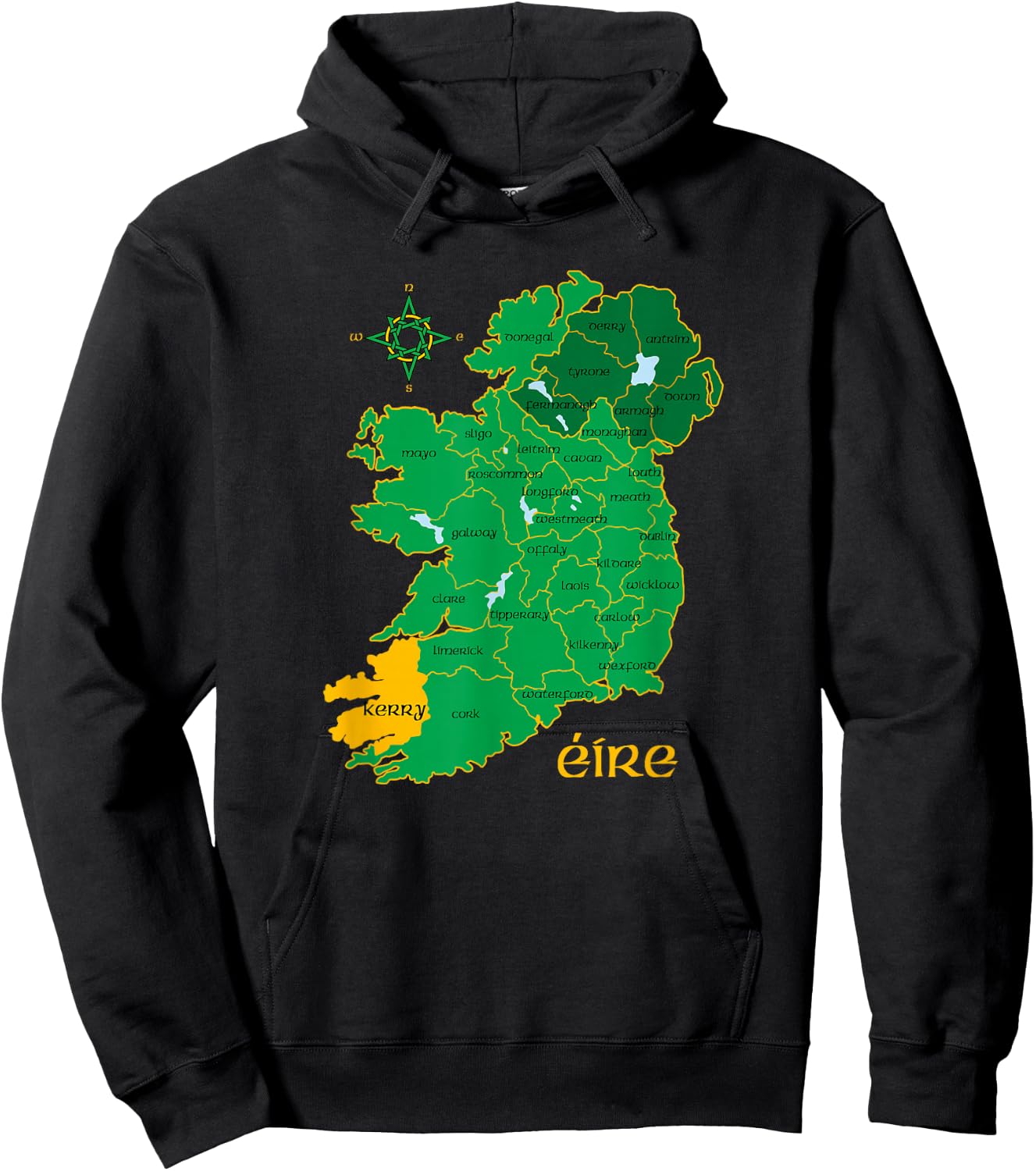 Kerry Ireland County Map Eire Irish Travel Hoodie - Hoodie | Black