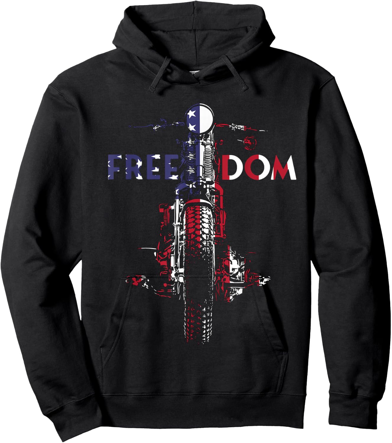 Freedom USA Flag Vintage Springer Bobber HD Motorcycle Biker Women Men Hoodie - Hoodie | Black