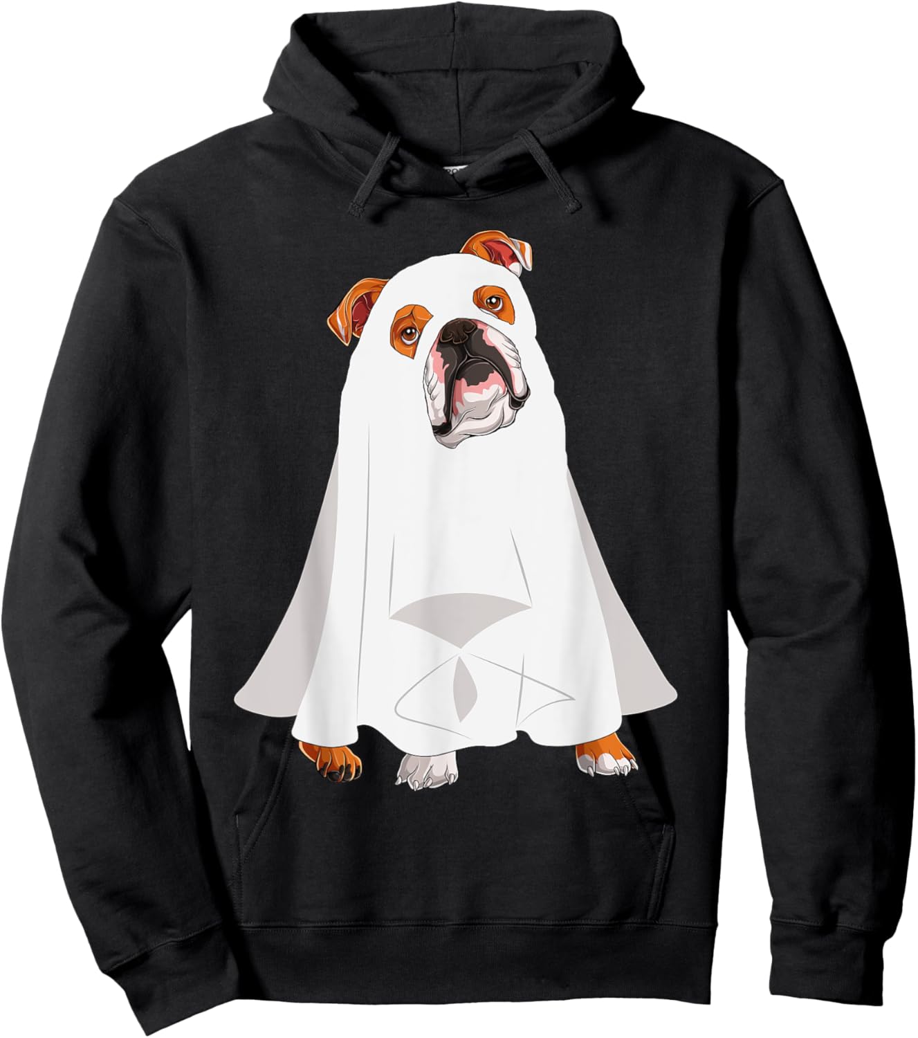 English Bulldog Ghost Pumpkin Halloween Fall Dog Lover Women Hoodie - Hoodie | Black