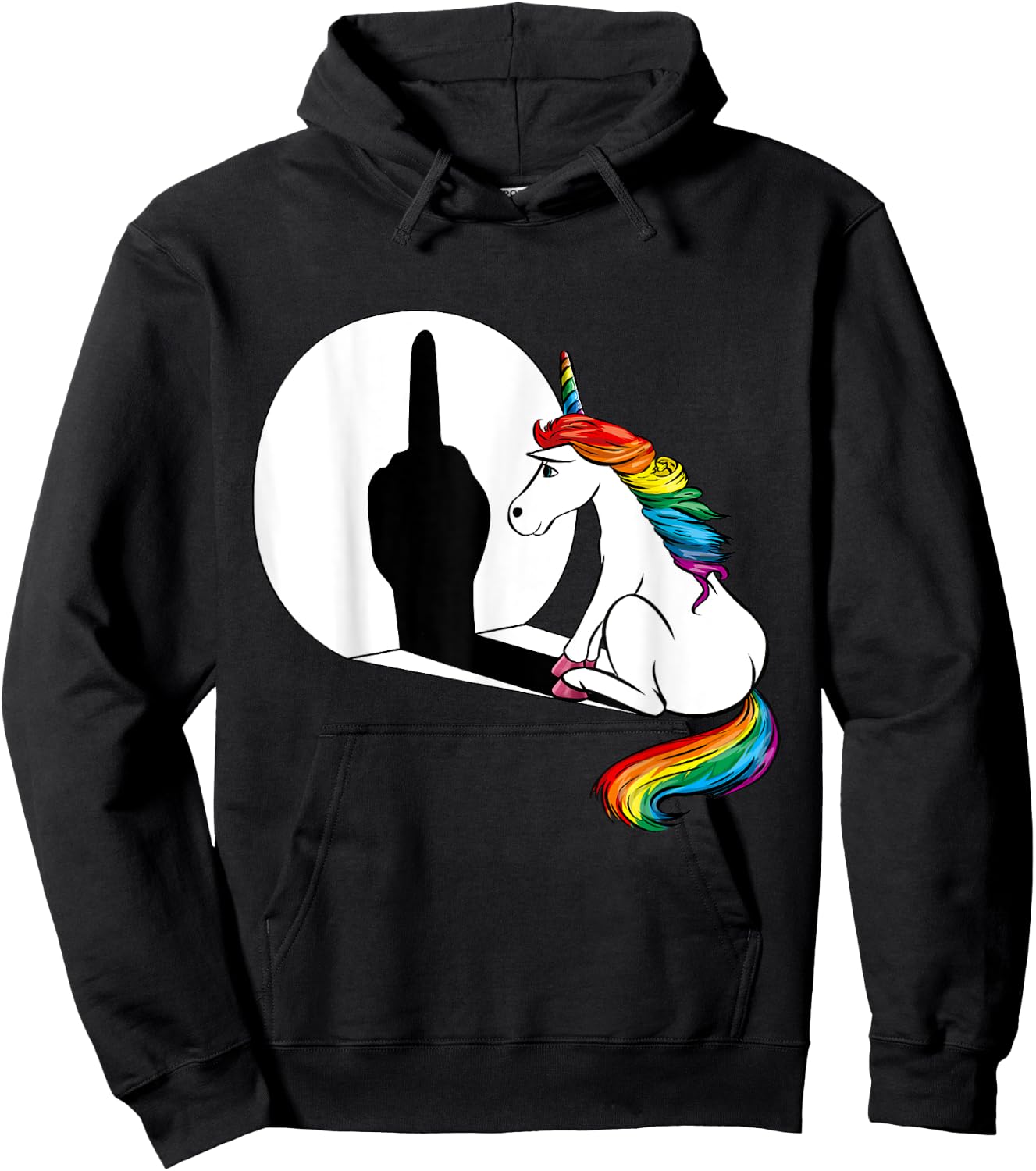 Unicorn Sarcasm Funny Shadow Unicorn Middle Finger Hoodie - Hoodie | Black