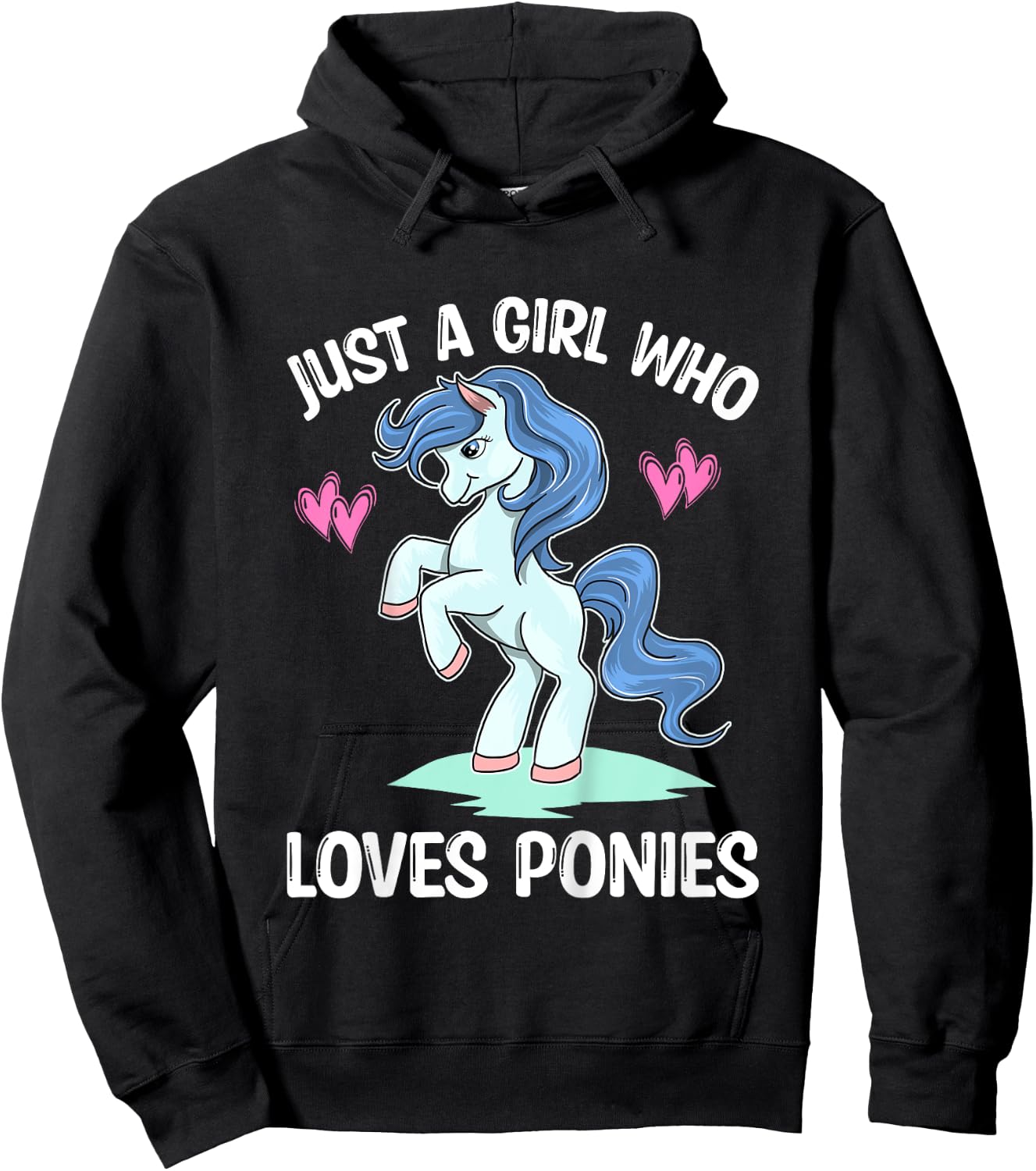 JUST A GIRL WHO LOVES PONIES Horse & Pony Lover Toddler Kids Hoodie - Hoodie | Black