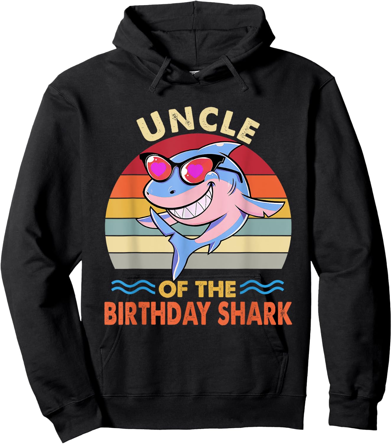 Uncle of the Shark Birthday Matching Family Hoodie - Hoodie | Black