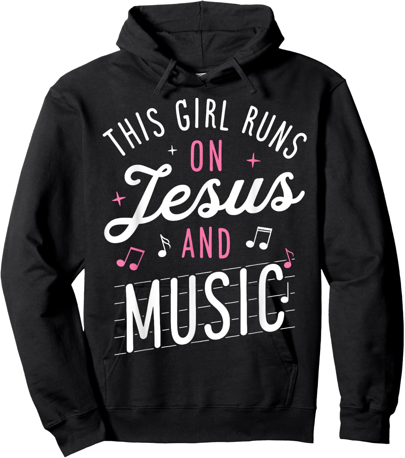This Girl Runs On Jesus And Music Lover Christian Women Gift Hoodie - Hoodie | Black