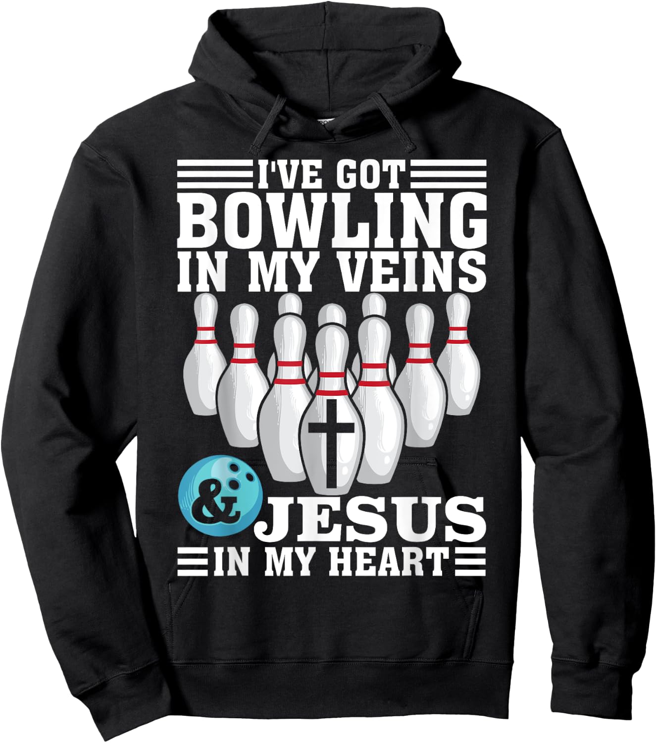 Funny Bowling Gift Women Cute Bowler And Jesus Love Hoodie - Hoodie | Black