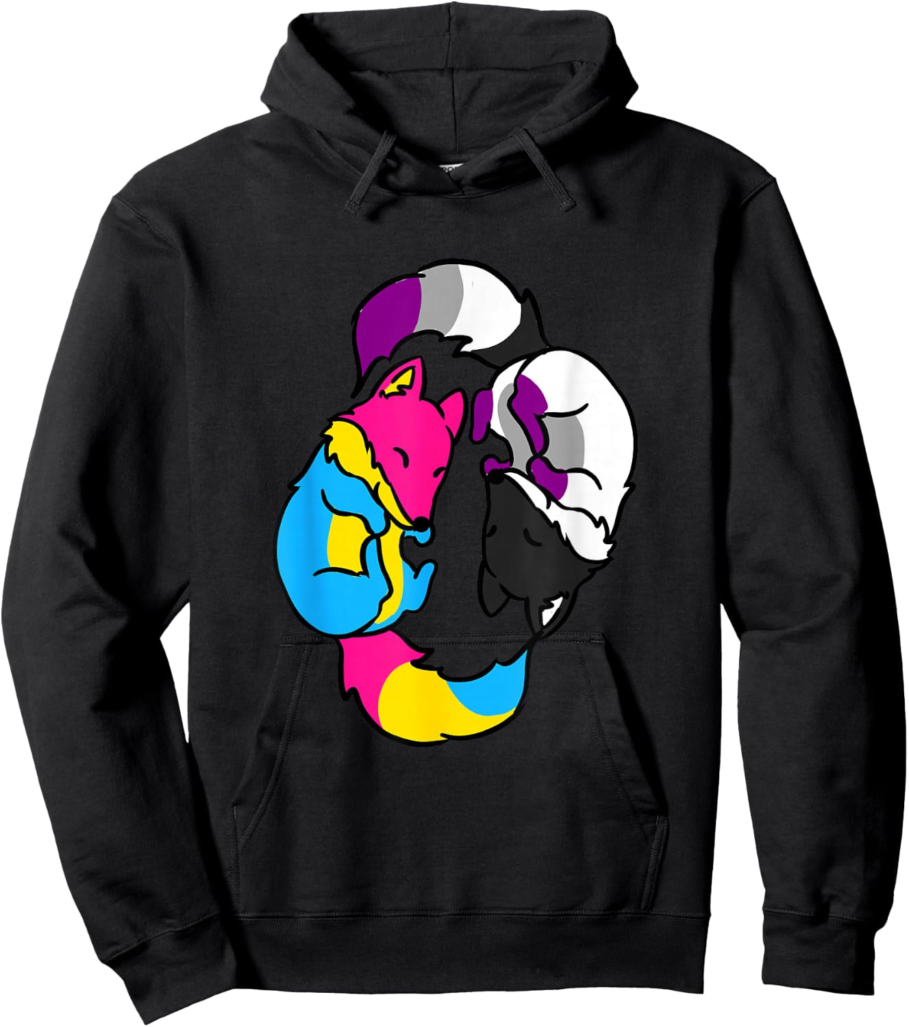 Yin Yang Foxes Demipansexual Flag Hoodie - Hoodie | Black